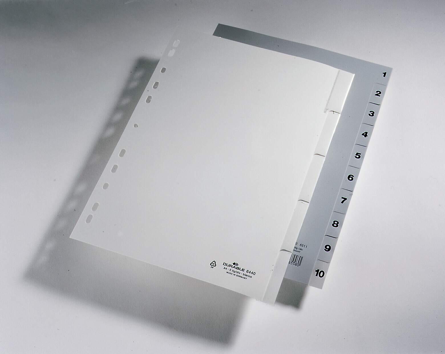 DURABLE Ordnerregister A4 nummeriert - 10-teilig - grau