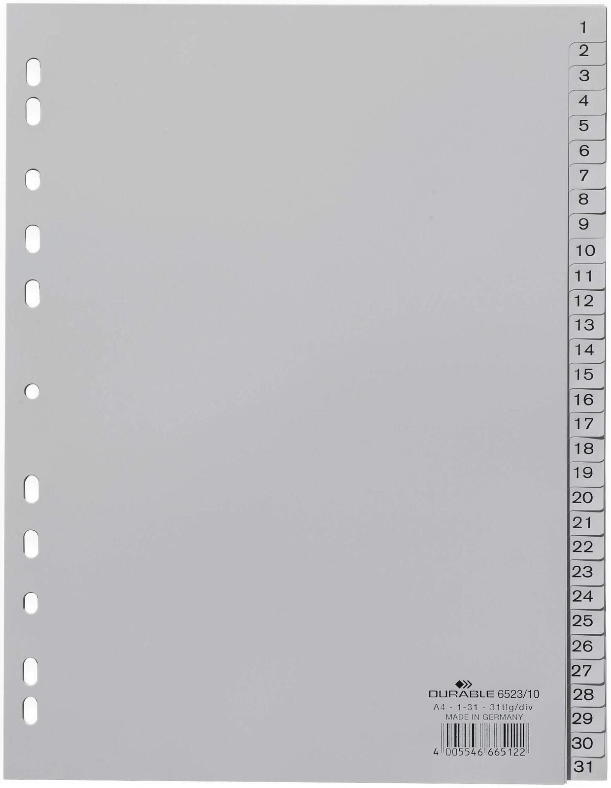 DURABLE Ordnerregister A4 nummeriert - 31-teilig - grau