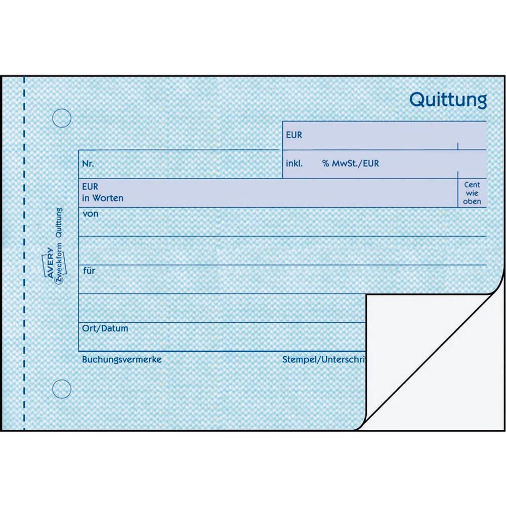 AVERY Zweckform Quittung, inkl. MwSt. Formularbuch 321 - 2 x 50 Blatt