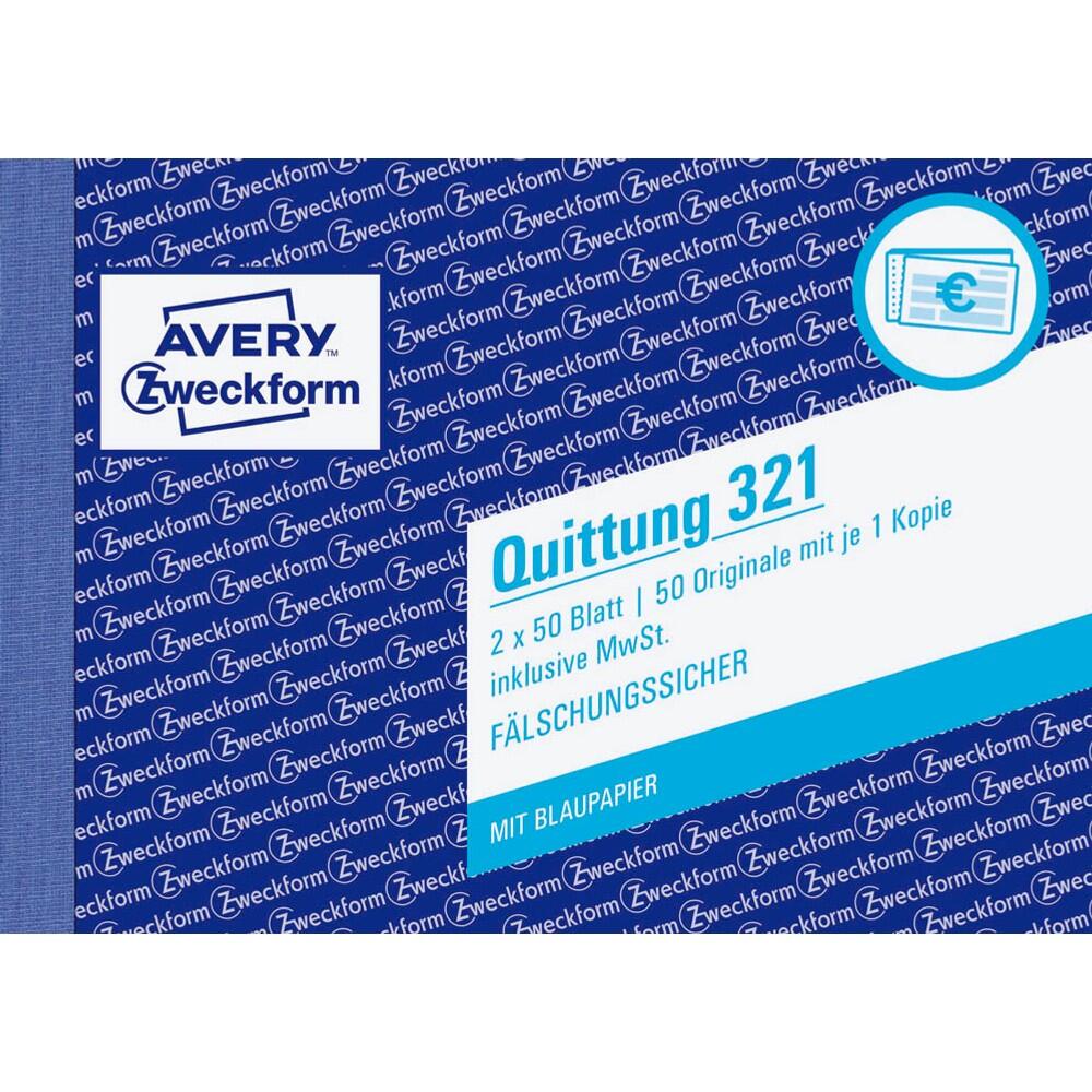 AVERY Zweckform Quittung, inkl. MwSt. Formularbuch 321 - 2 x 50 Blatt
