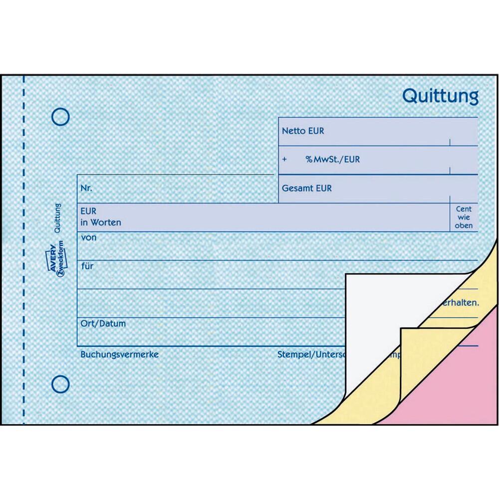 AVERY Zweckform Quittung 1737 MwSt. separat ausgewiesen