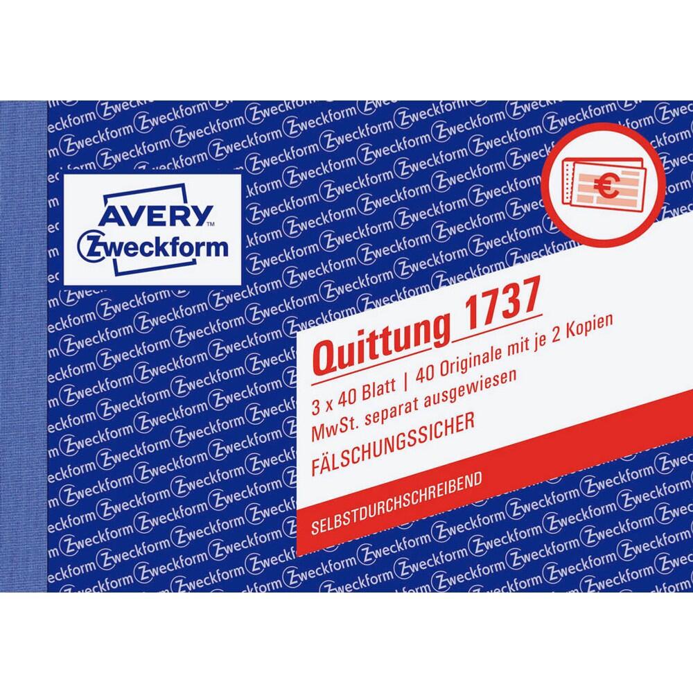 AVERY Zweckform Quittung 1737 MwSt. separat ausgewiesen