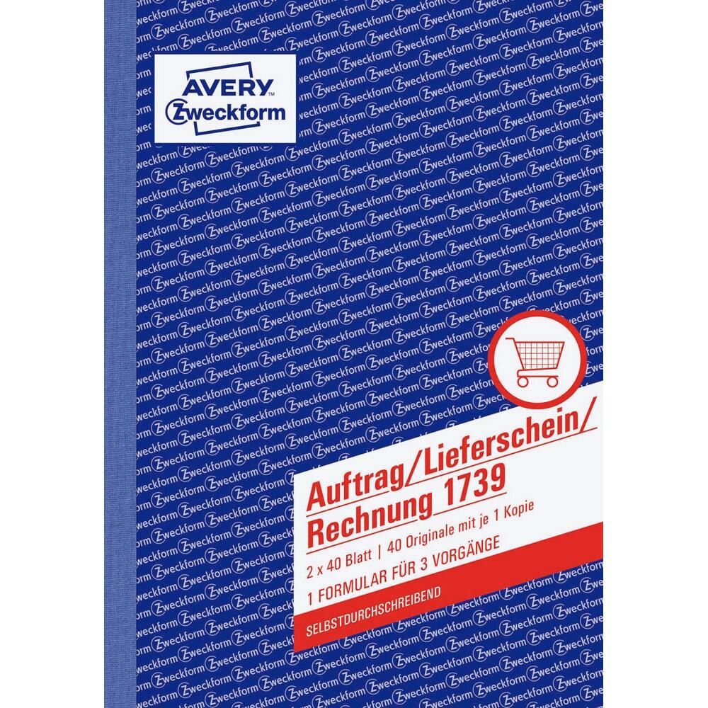 AVERY Zweckform Auftrag/Lieferscheine/Rechnungen Formularbuch 1739 - 2 x 40 Blatt