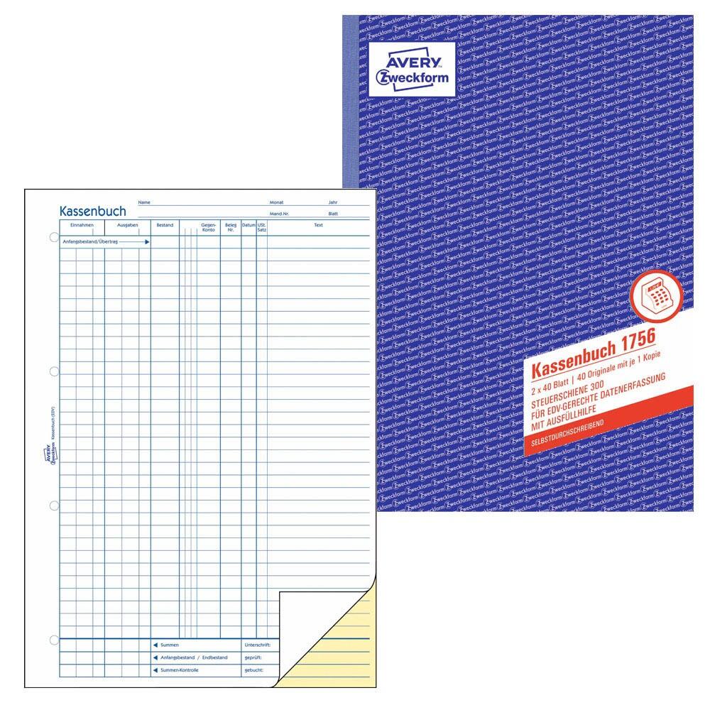AVERY Zweckform Kassenbuch 1756 - 40 Blatt