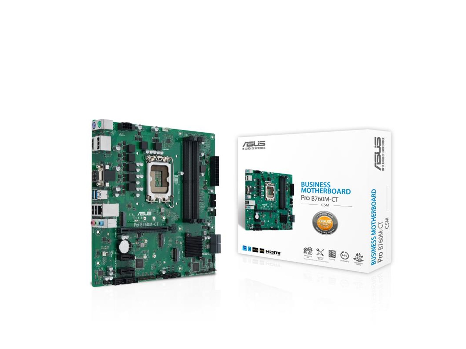 ASUS PRO B760M-CT-CSM Mainboard - Intel B760 - Intel LGA1700 socket - DDR5 RAM - Micro-ATX