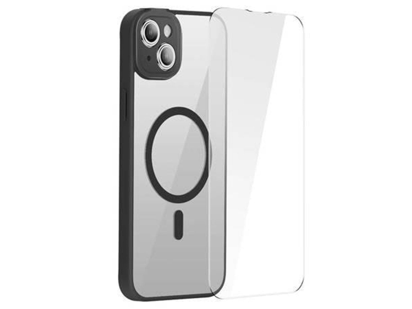 Baseus Frame Transparent Magnetic Case and Tempered Glass set for iPhone 14 Plus (black)