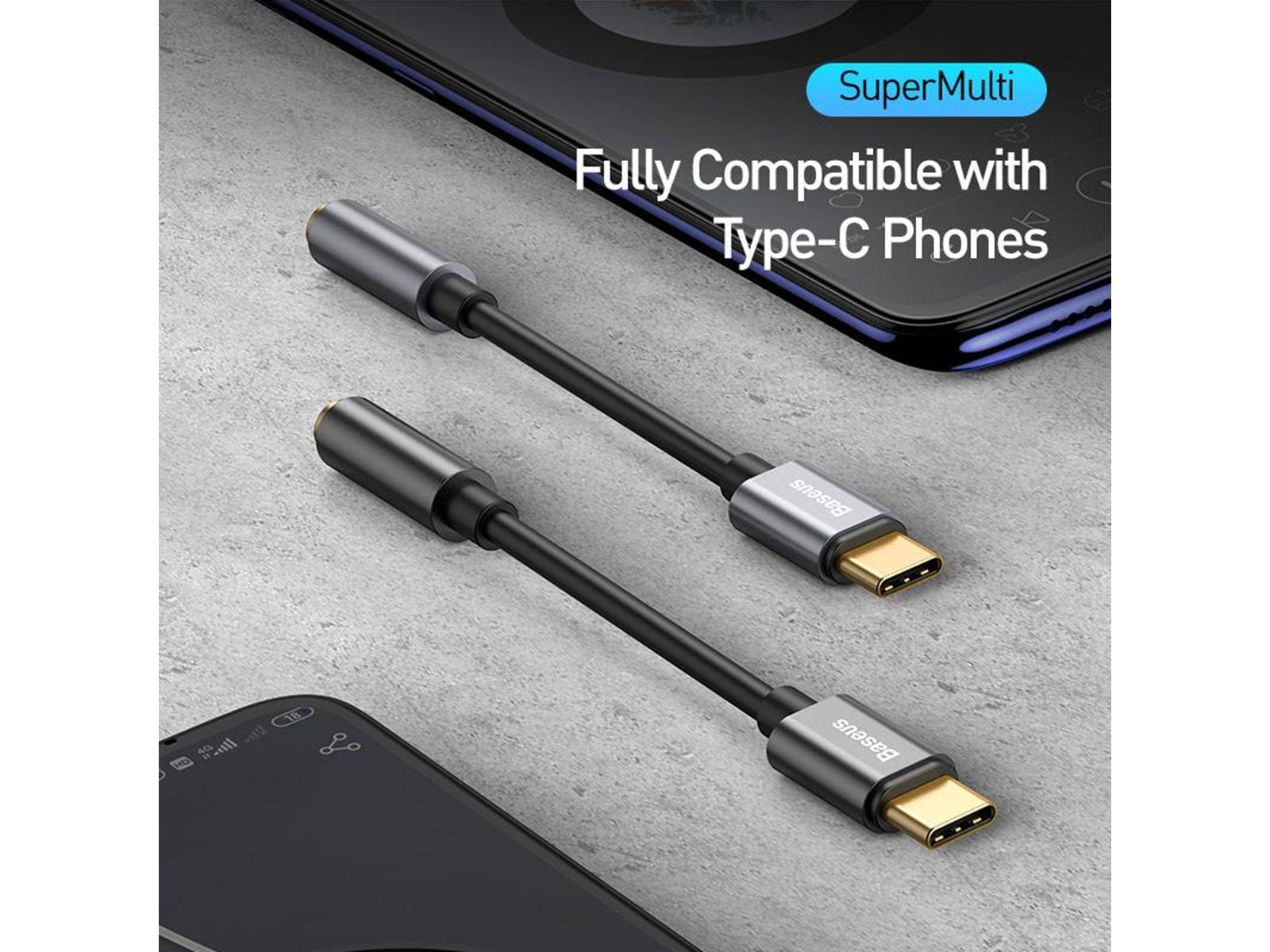 Baseus L54 Audio Adapter USB-C + mini jack 3.5mm (Black+Gray)