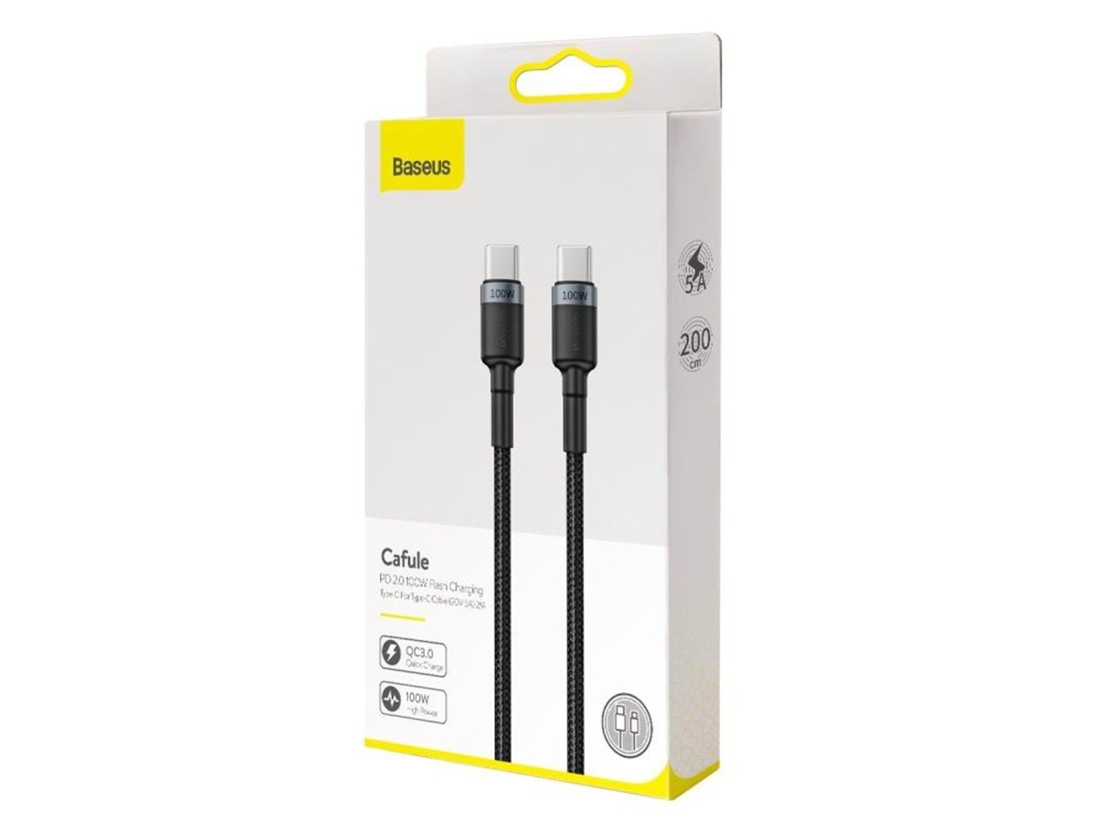 Baseus Cafule PD2.0 100W flash charging USB For Type-C cable (20V 5A)2m Gray+Black