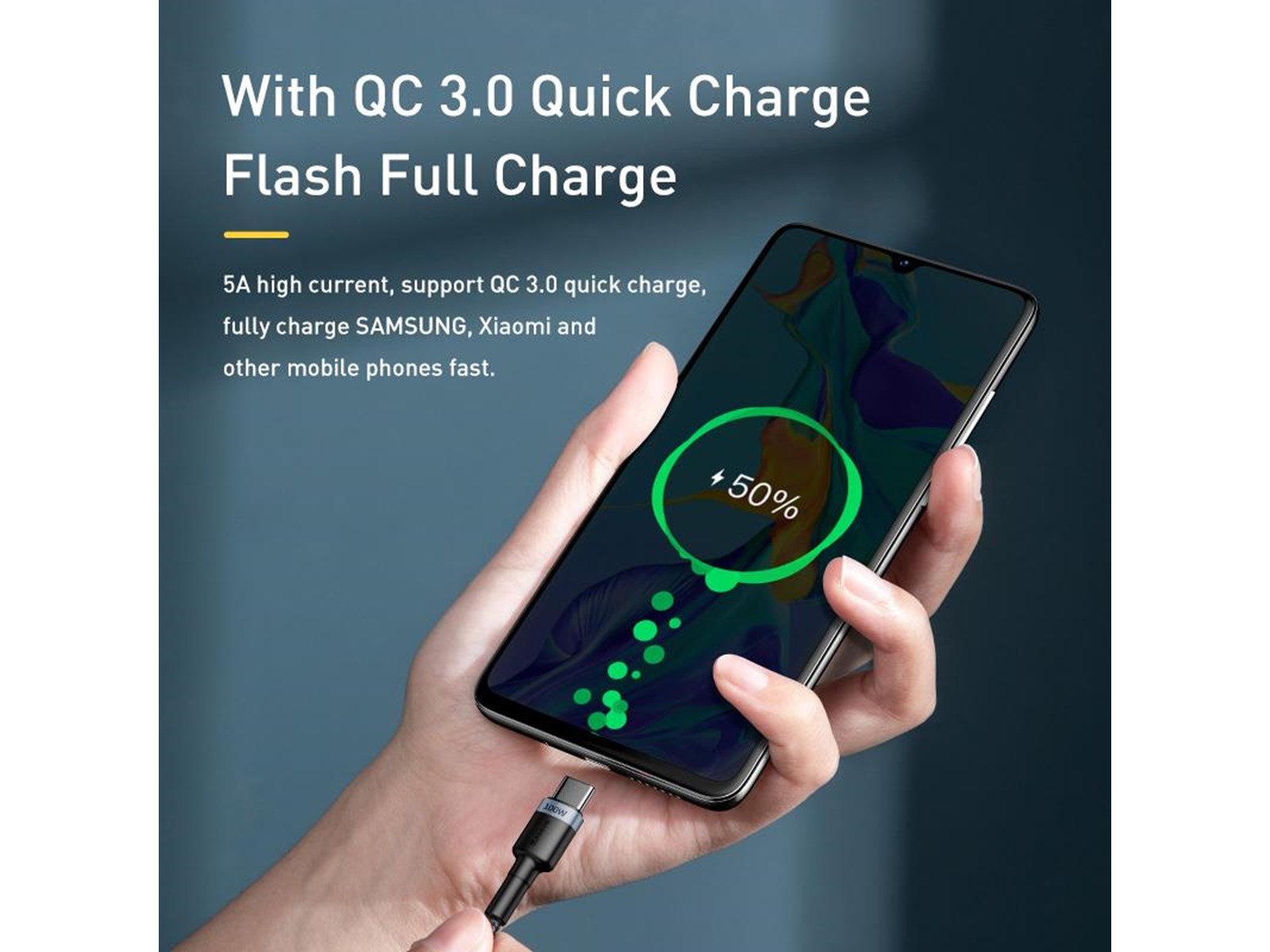 Baseus Cafule PD2.0 100W flash charging USB For Type-C cable (20V 5A)2m Gray+Black