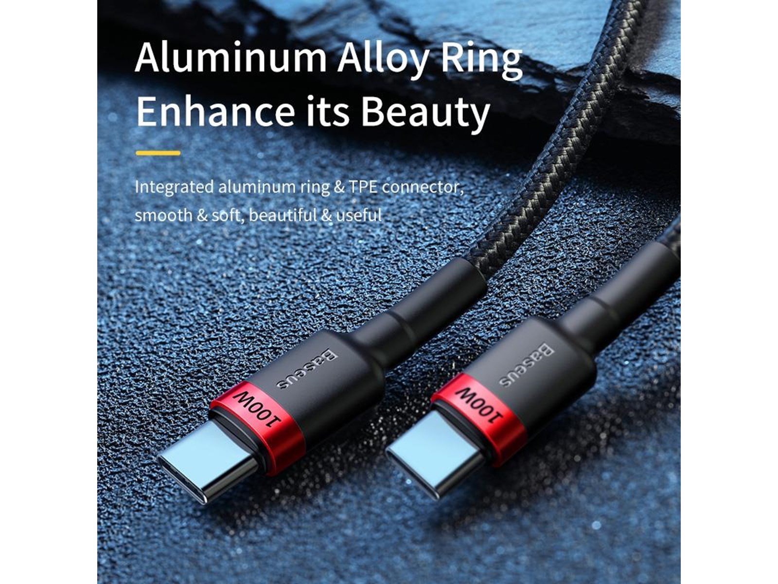 Baseus Cafule PD2.0 100W flash charging USB For Type-C cable (20V 5A)2m Gray+Black