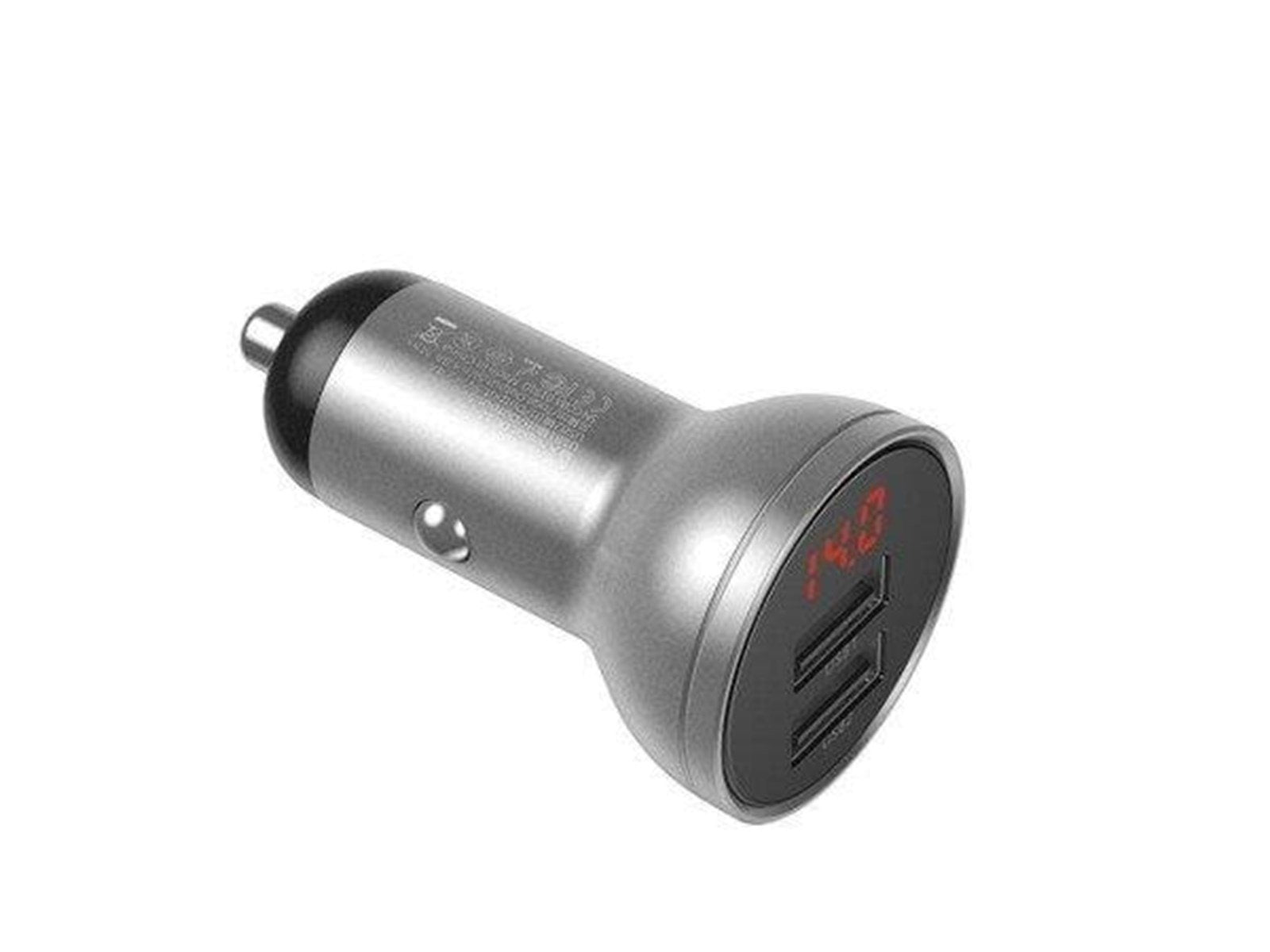 Baseus Digital Display Dual USB 4.8A Car Charger 24W Silver