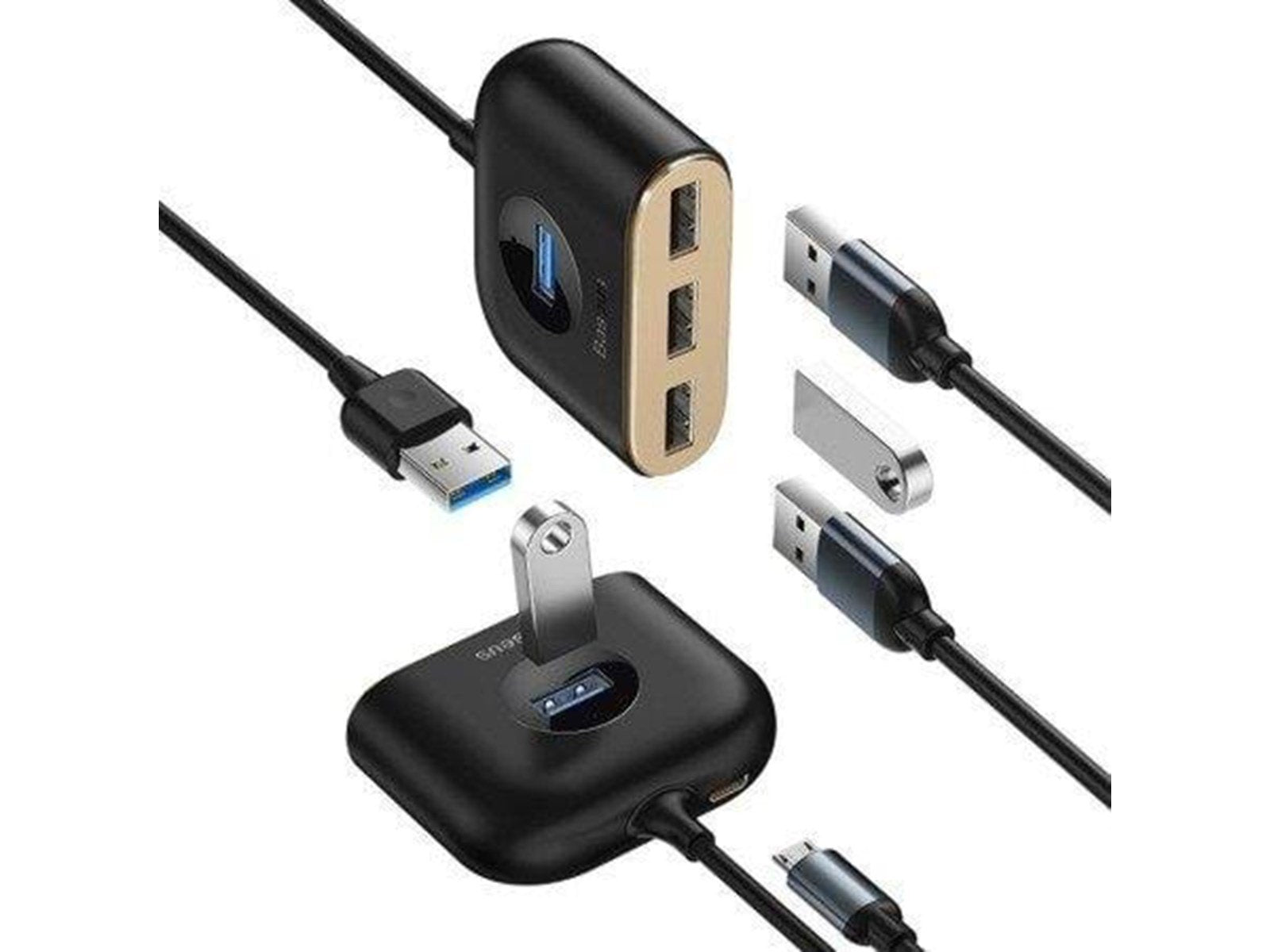 Baseus Square round 4-in-1 USB-Hubs - USB 3.0 - 4 - Schwarz