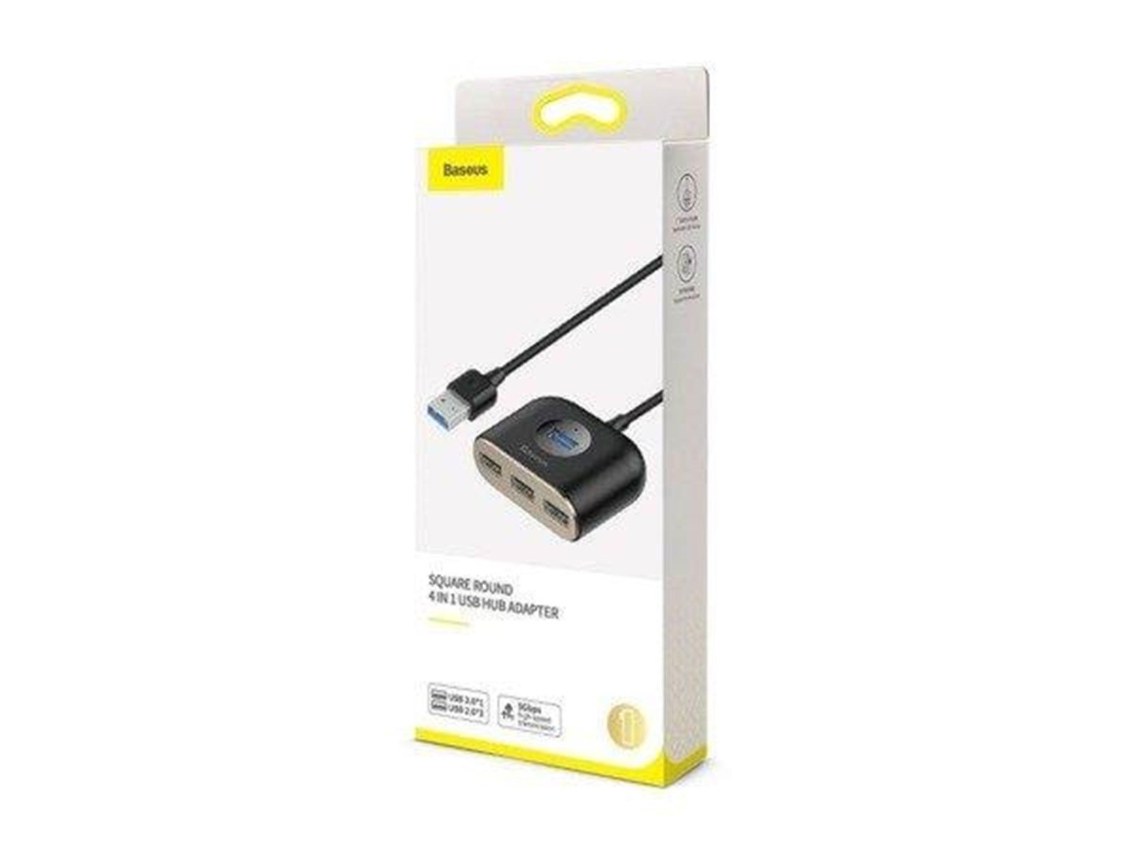 Baseus Square round 4-in-1 USB-Hubs - USB 3.0 - 4 - Schwarz