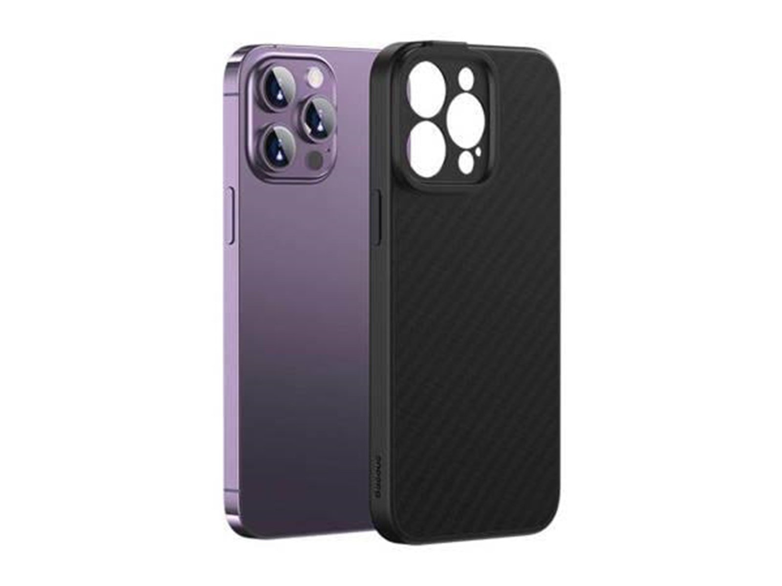 Baseus Case  Synthetic Fiber Series for iPhone 14 Pro (black)+ tempered glass + cleaning kit