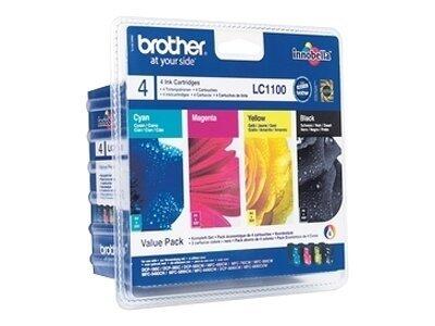 Brother Original LC-1100 Druckerpatronen 4er Multipack BK/C/M/Y (LC1100VALBPDR)