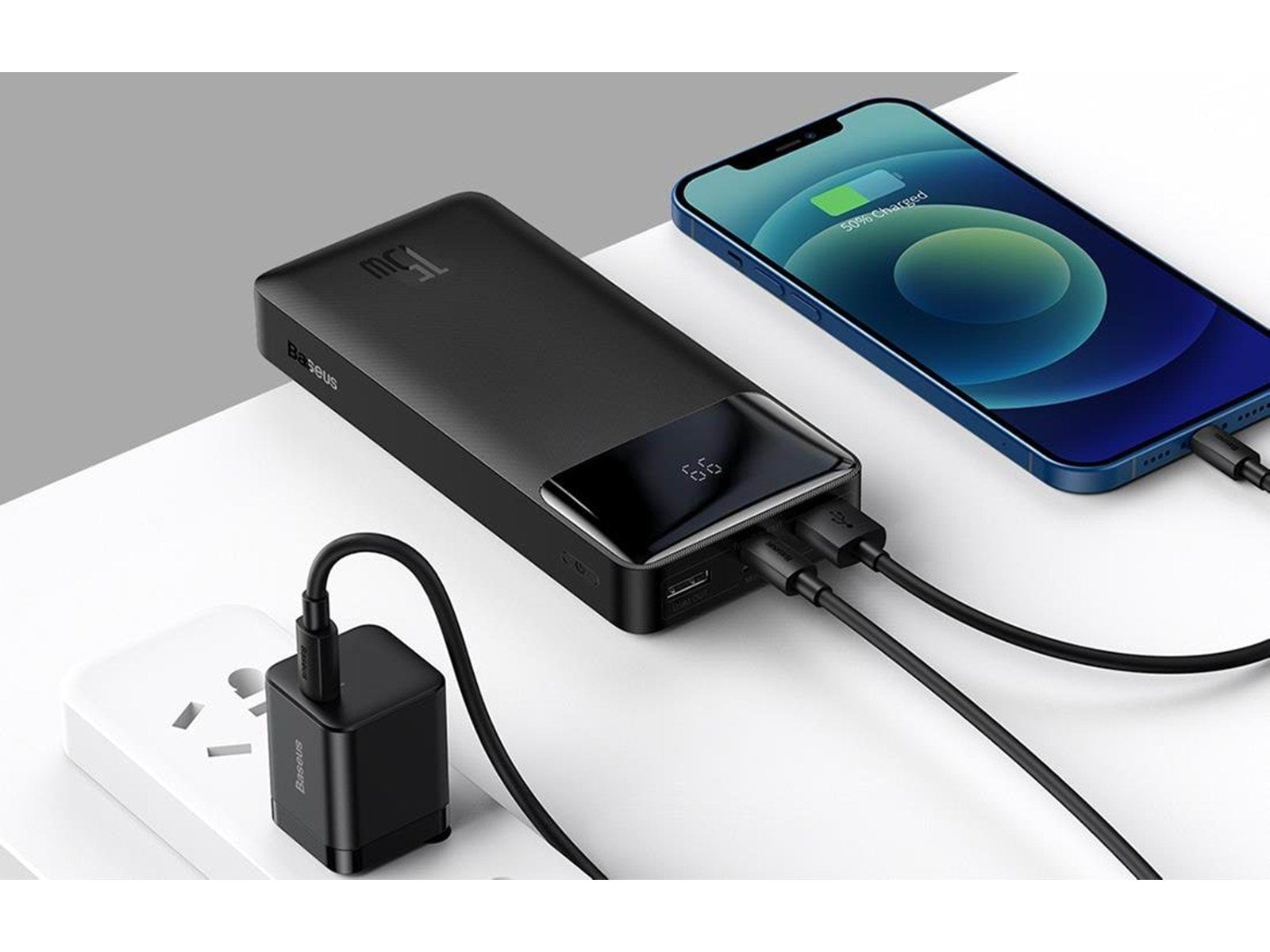Baseus Bipow 15W Powerbank (Akku) - schwarz - 30000 mAh