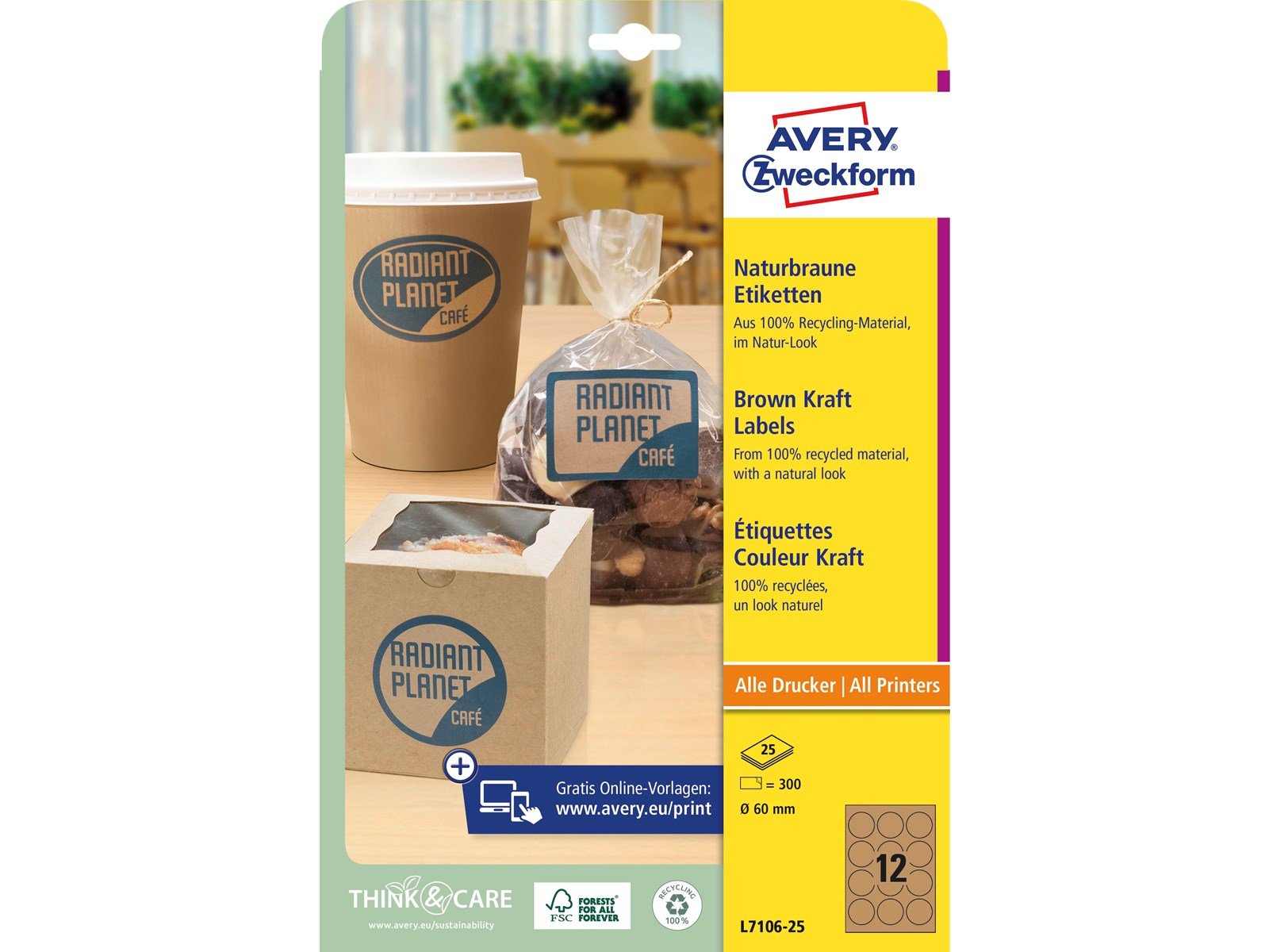 Avery Round Brown Kraft Product Labels (recycle)