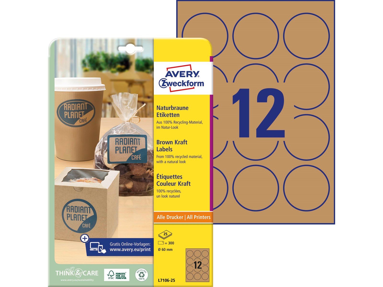 Avery Round Brown Kraft Product Labels (recycle)