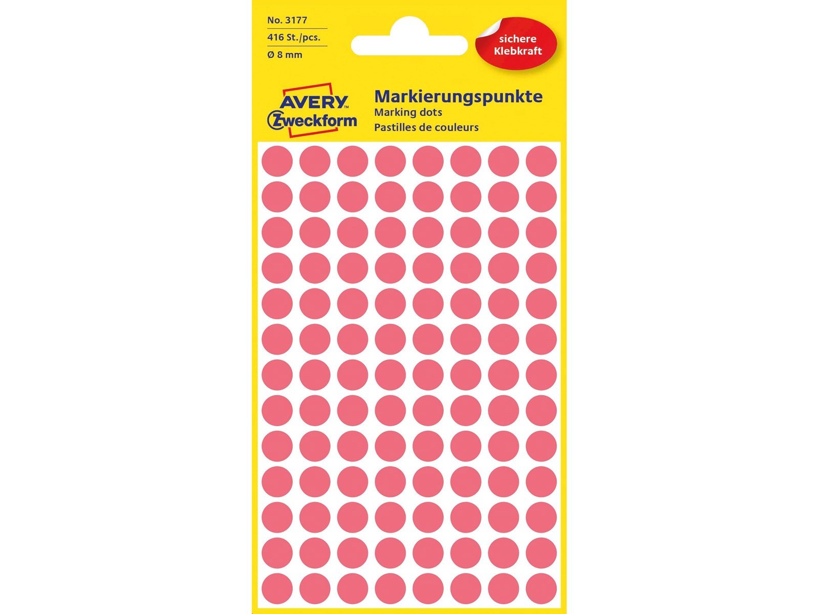 Avery Colour coding dots permanent neon red