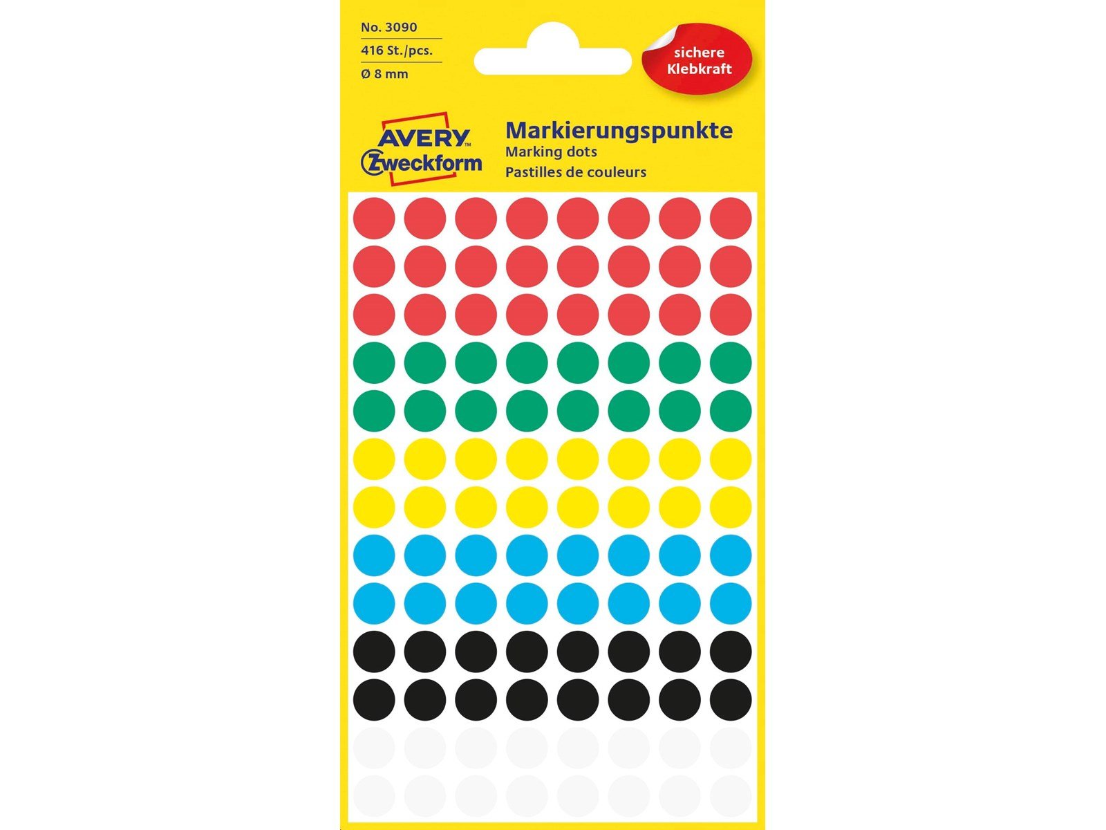 Avery Colour coding dots permanent assorted red green yellow blue black white