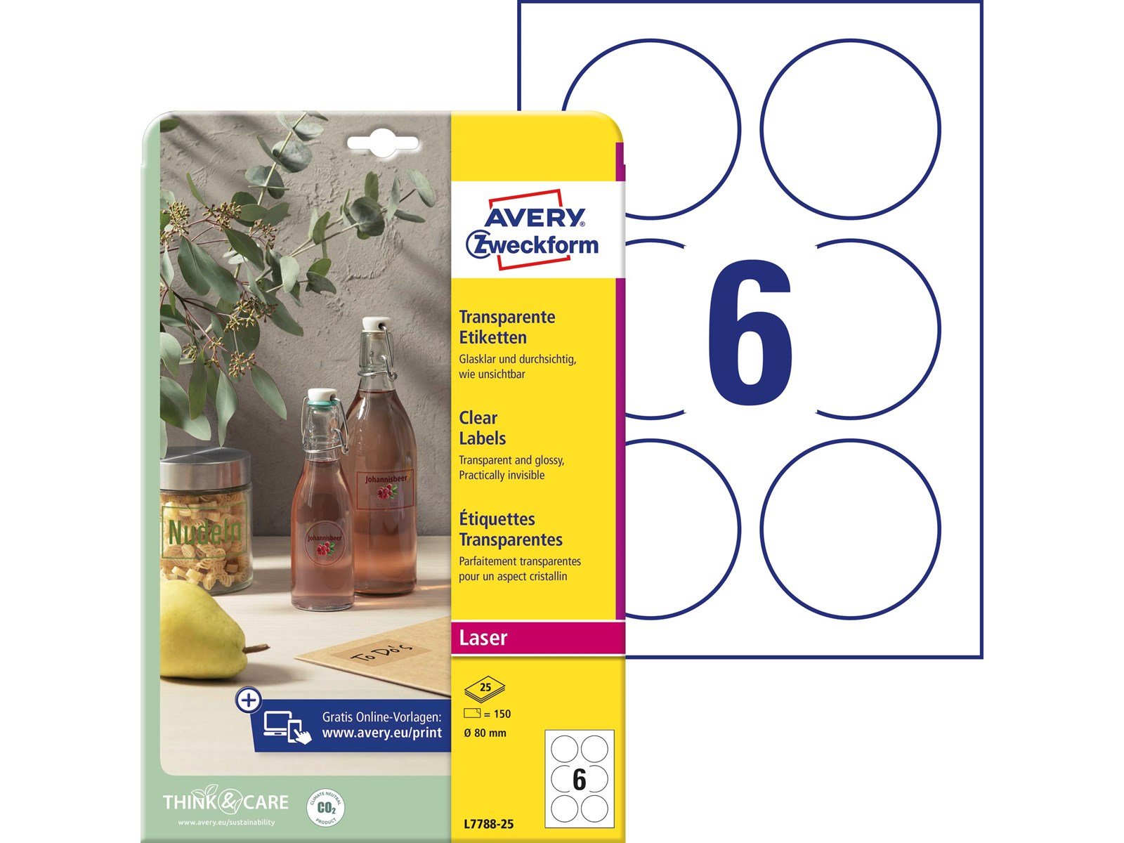 Avery Crystal clear labels (-20oC to +80oC)