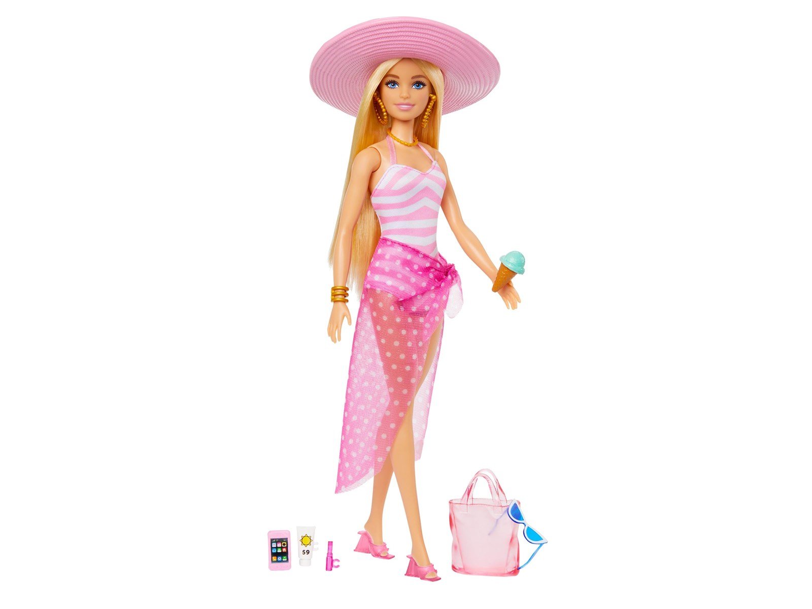 Barbie Beach Day  Doll With Swimsuit And Beach-Themed Accessories