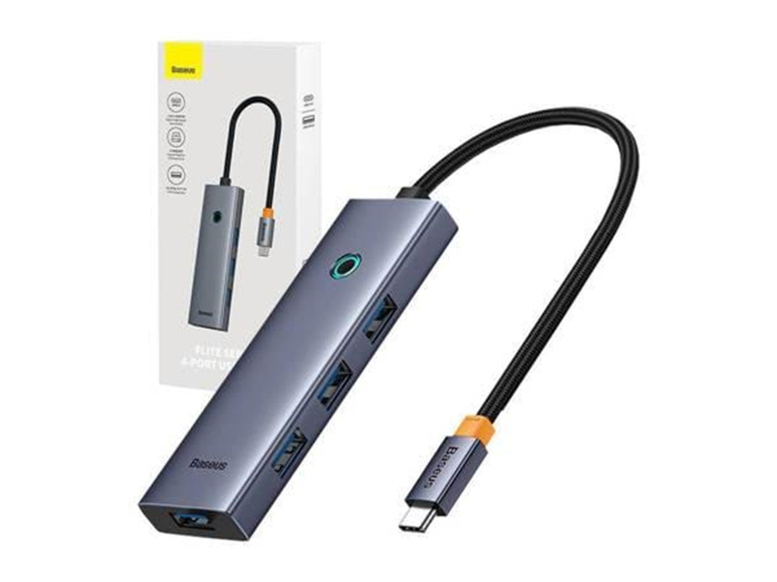 Baseus 4in1 Hub UltraJoy USB-C do USB 3.0 (space grey) USB-Hubs - USB 3.0 - 4 - Grau