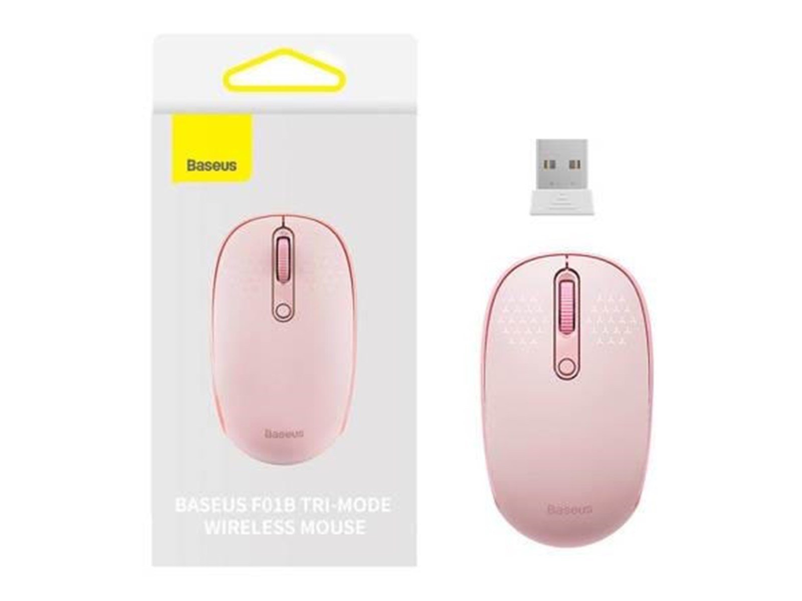 Baseus Wireless mouse F01B Tri-mode 2.4G BT5.0 1600 DPI (pink) - (Pink)