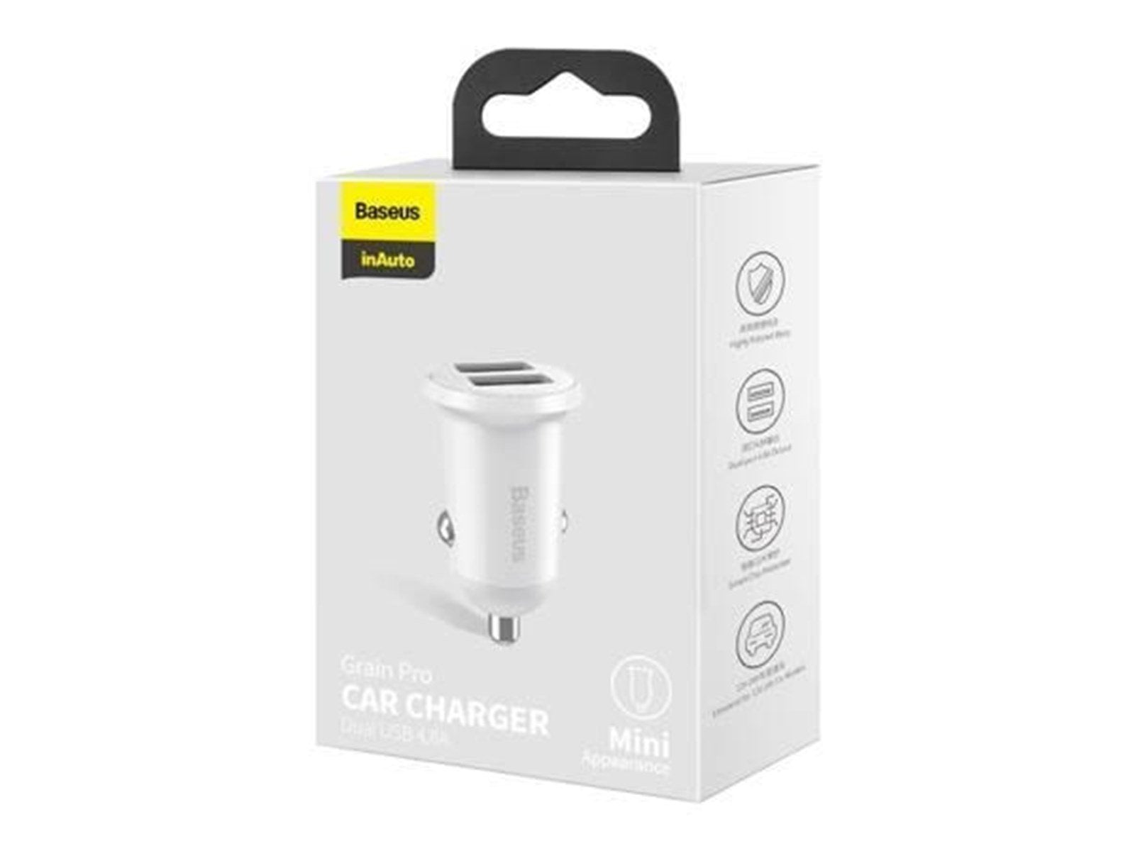 Baseus Grain Pro Car Charger 2x USB 4.8A (white)