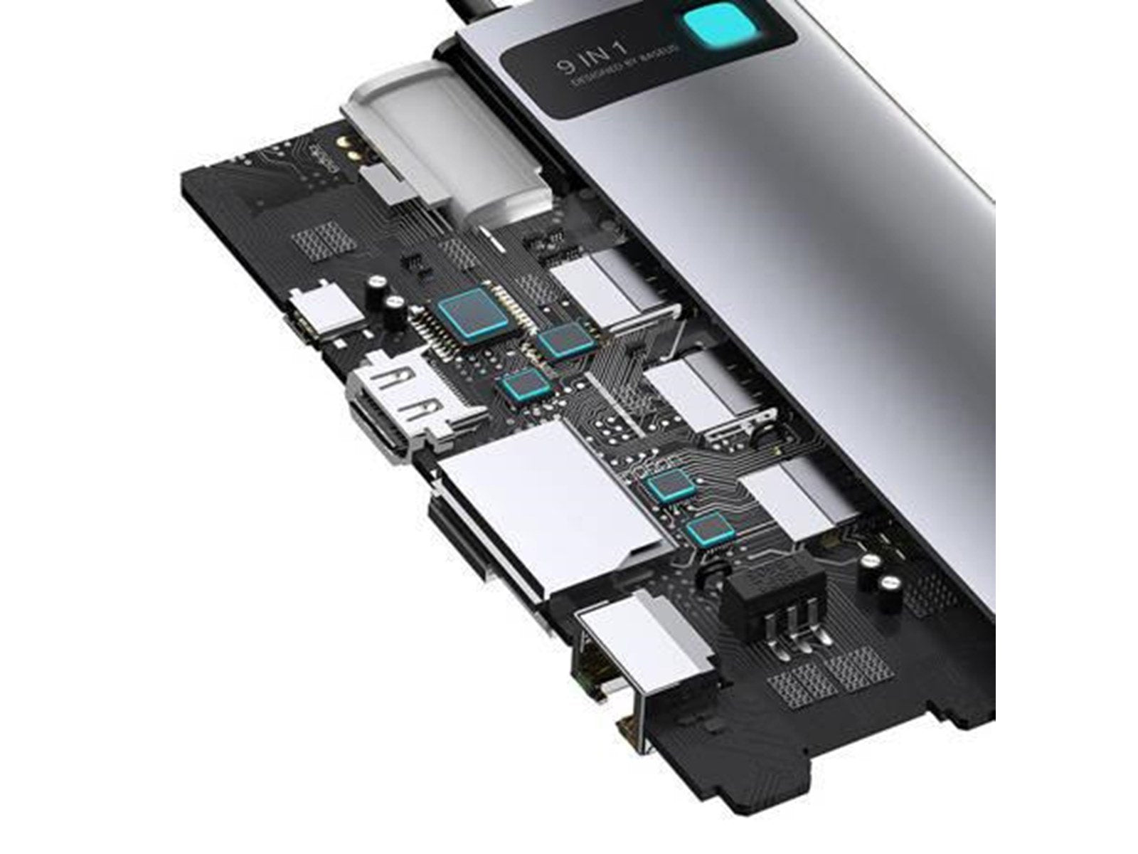 Baseus Hub 9in1 Metal Gleam Series USB-C to 3x USB 3.0 + HDMI + USB-C PD + Ethernet RJ45 + microSD/SD + VGA + HDMI + USB-C PD +