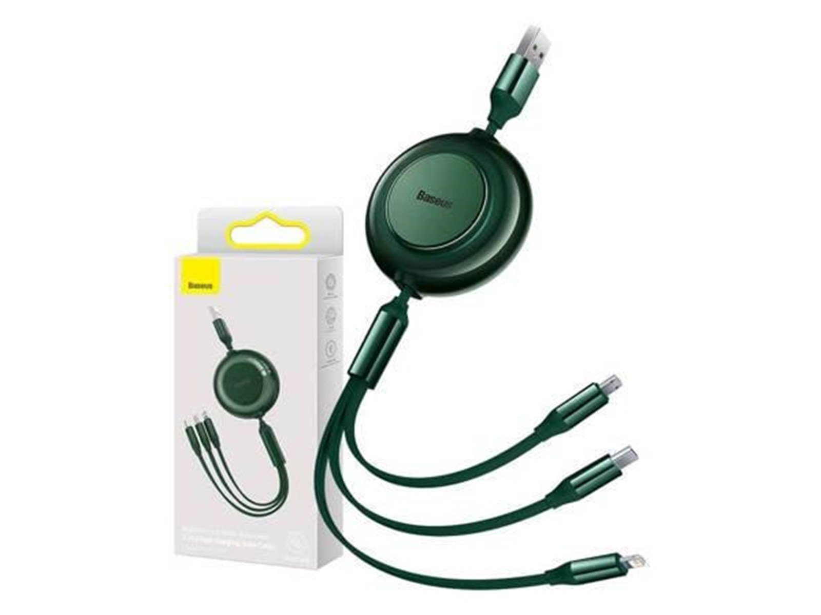 Baseus Bright Mirror 2 USB 3-in-1 cable for micro USB / USB-C / Lightning 3.5A 1.1m (Green) USB-Hubs - USB 2.0 - 4 - Grün