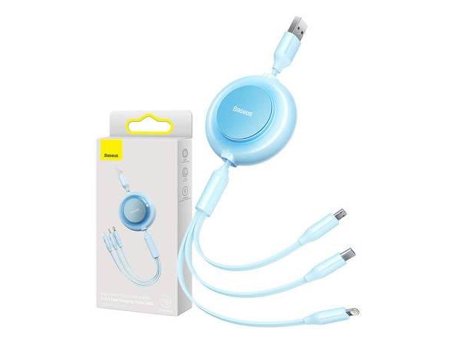 Baseus Bright Mirror 2 USB 3-in-1 cable for micro USB / USB-C / Lightning 3.5A 1.1m (Sky blue) USB-Hubs - USB 2.0 - 4 - Blau