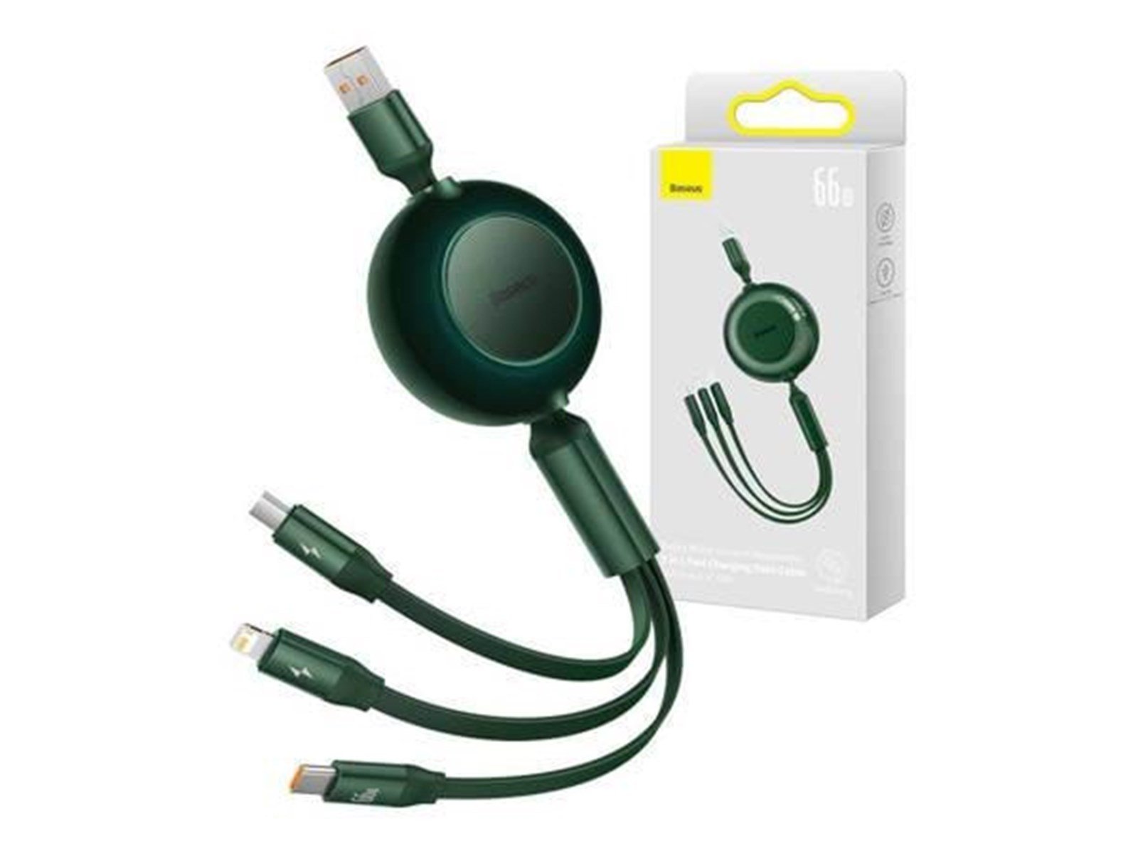 Baseus Bright Mirror 3 USB 3-in-1 cable for micro USB / USB-C / Lightning 66W / 2A 1.1m (Green) USB-Hubs - USB 2.0 - 4 - Grün