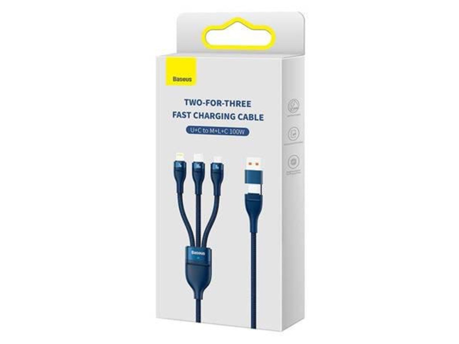 Baseus 3in1 USB cable  Flash Series 2 USB-C + micro USB + Lightning 100W 1.2m (blue)