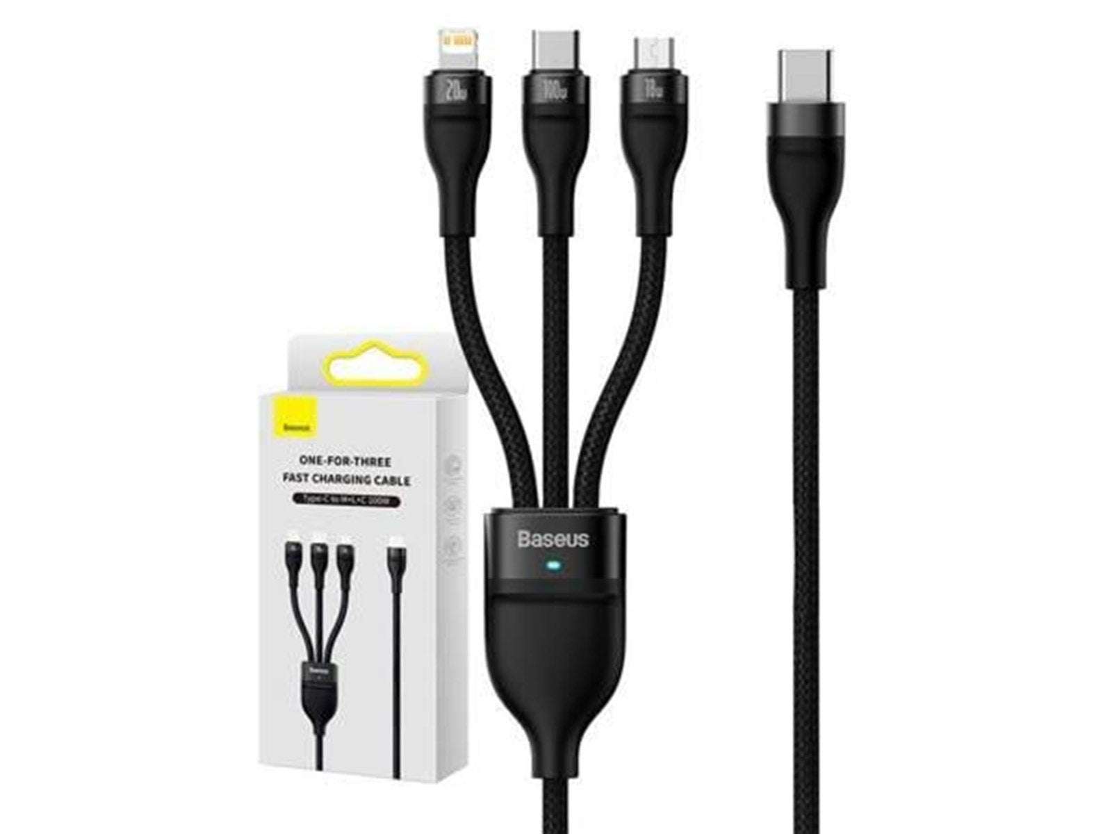 Baseus 3in1 USB cable  Flash Series 2 USB-C + micro USB + Lightning 100W 1.5m (black)