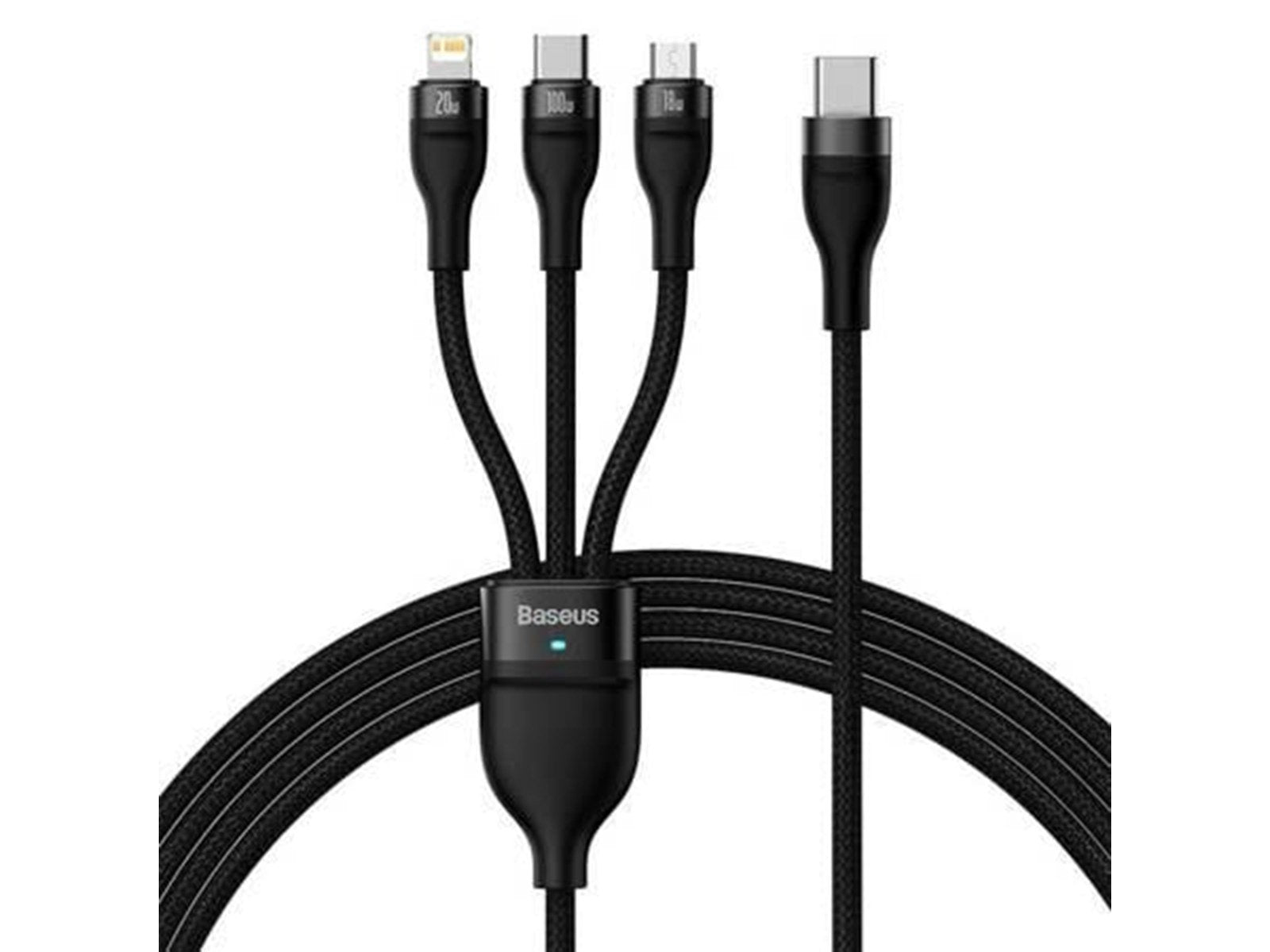 Baseus 3in1 USB cable  Flash Series 2 USB-C + micro USB + Lightning 100W 1.5m (black)