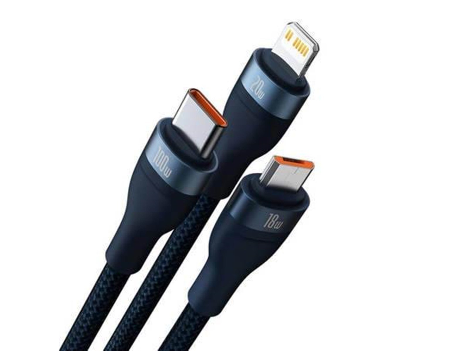 Baseus 3in1 USB cable  Flash Series 2 USB-C + micro USB + Lightning 100W 1.5m (blue)