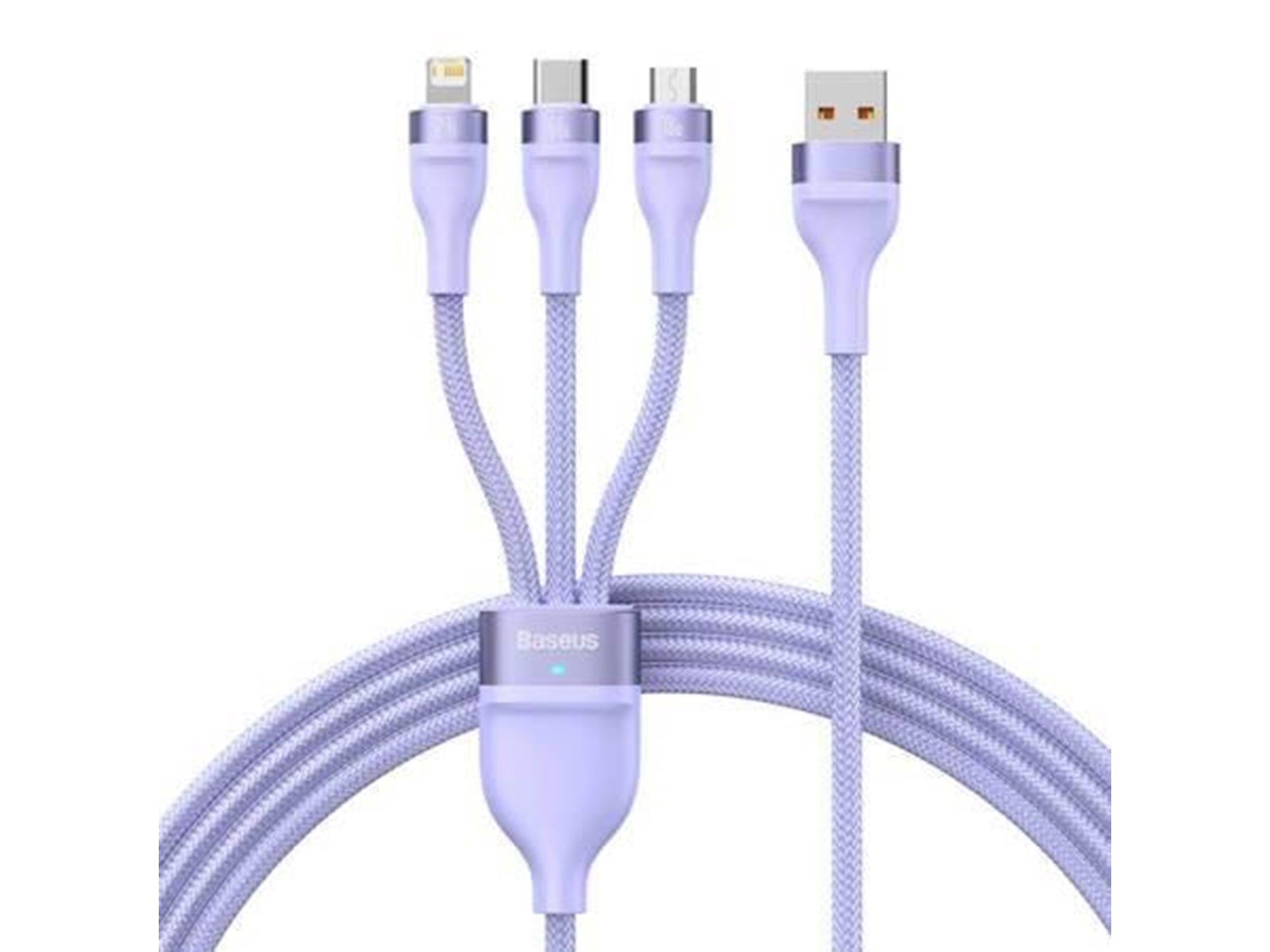 Baseus 3in1 USB cable  Flash II Series USB-C + micro USB + Lightning 66W 1.2m (Purple)