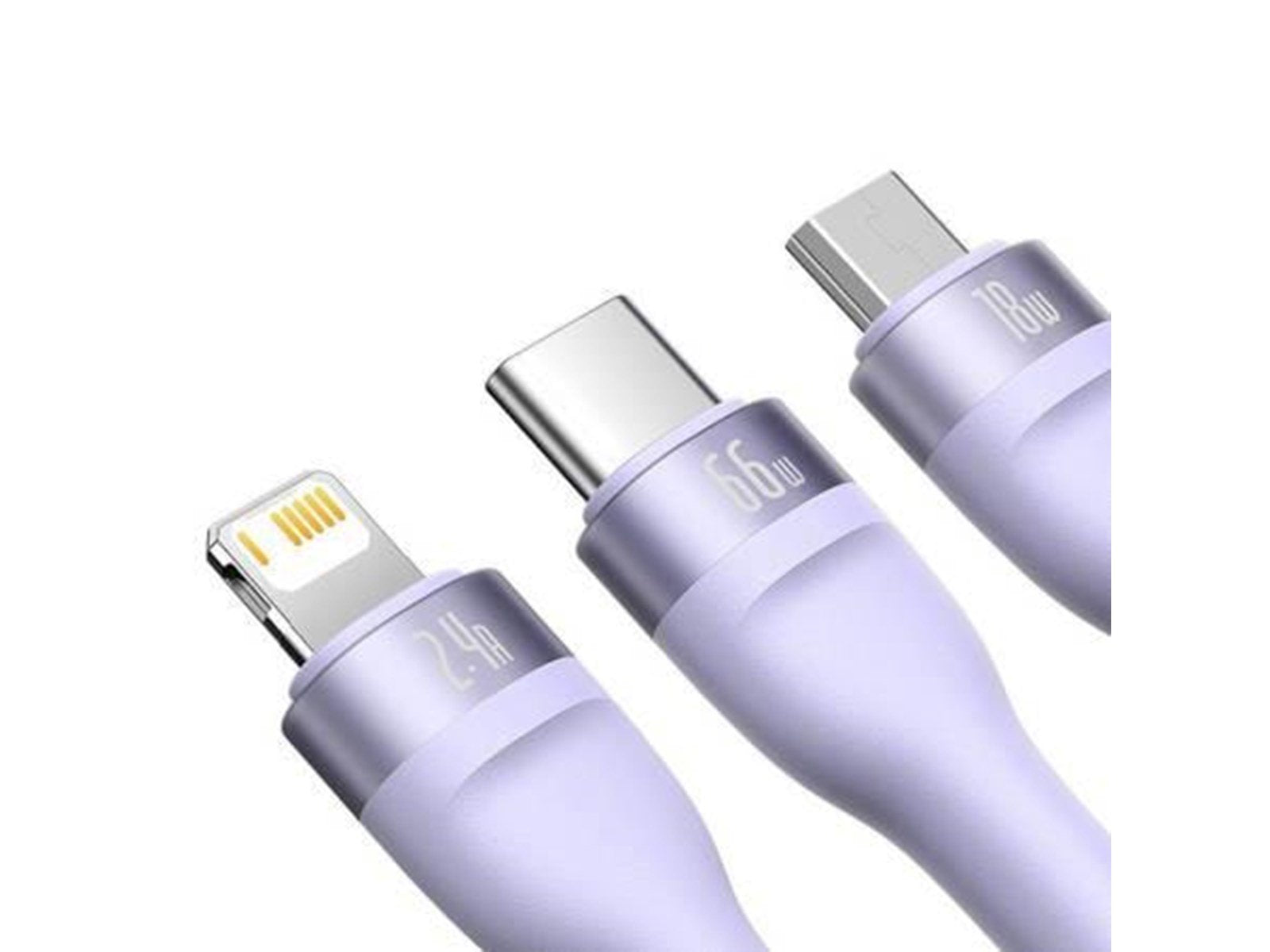 Baseus 3in1 USB cable  Flash II Series USB-C + micro USB + Lightning 66W 1.2m (Purple)