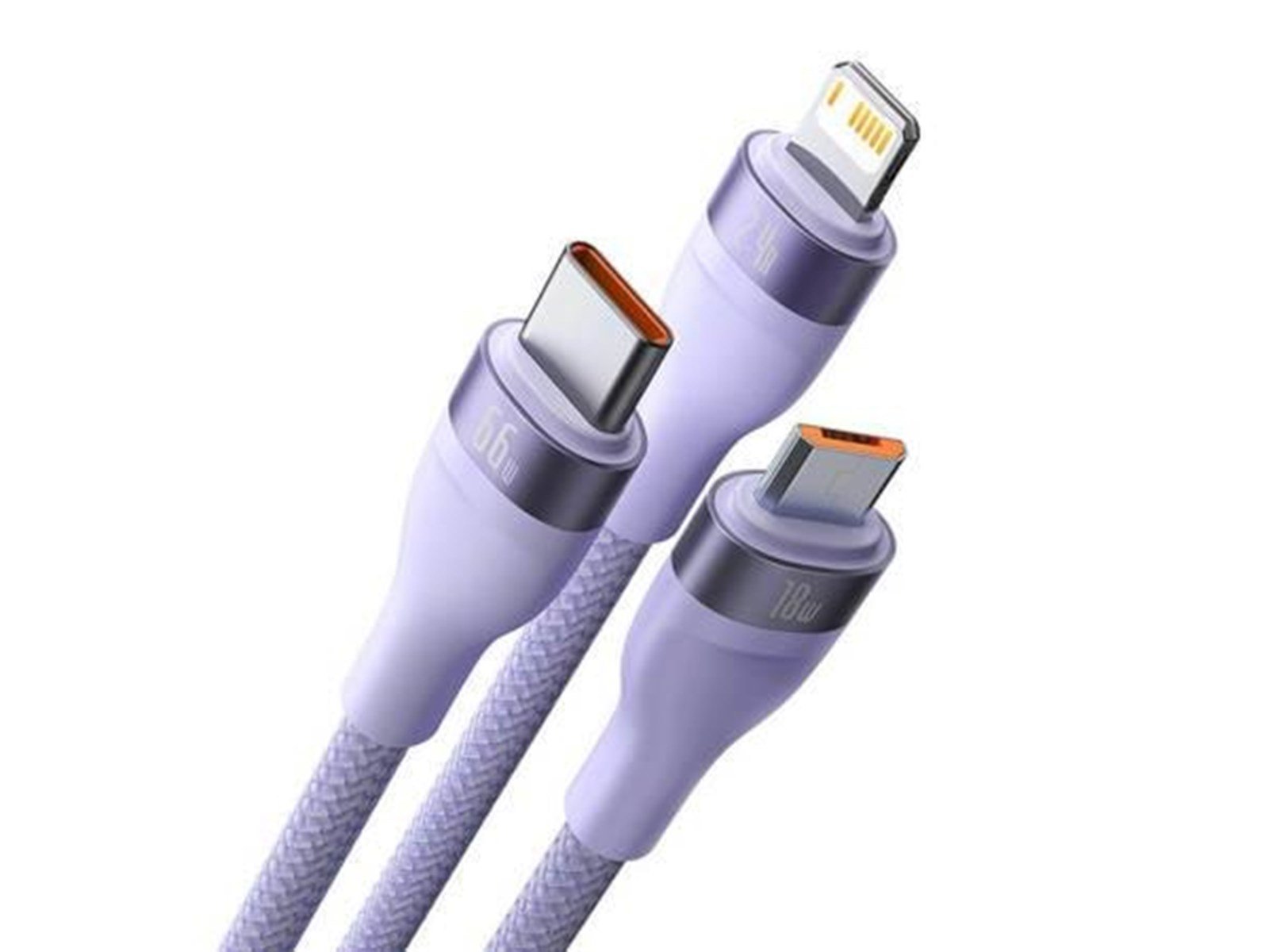 Baseus 3in1 USB cable  Flash II Series USB-C + micro USB + Lightning 66W 1.2m (Purple)