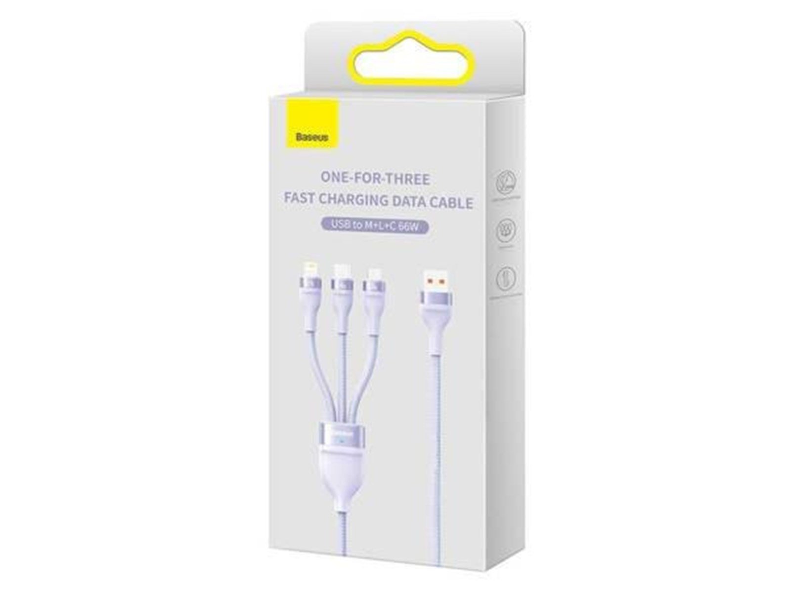 Baseus 3in1 USB cable  Flash II Series USB-C + micro USB + Lightning 66W 1.2m (Purple)
