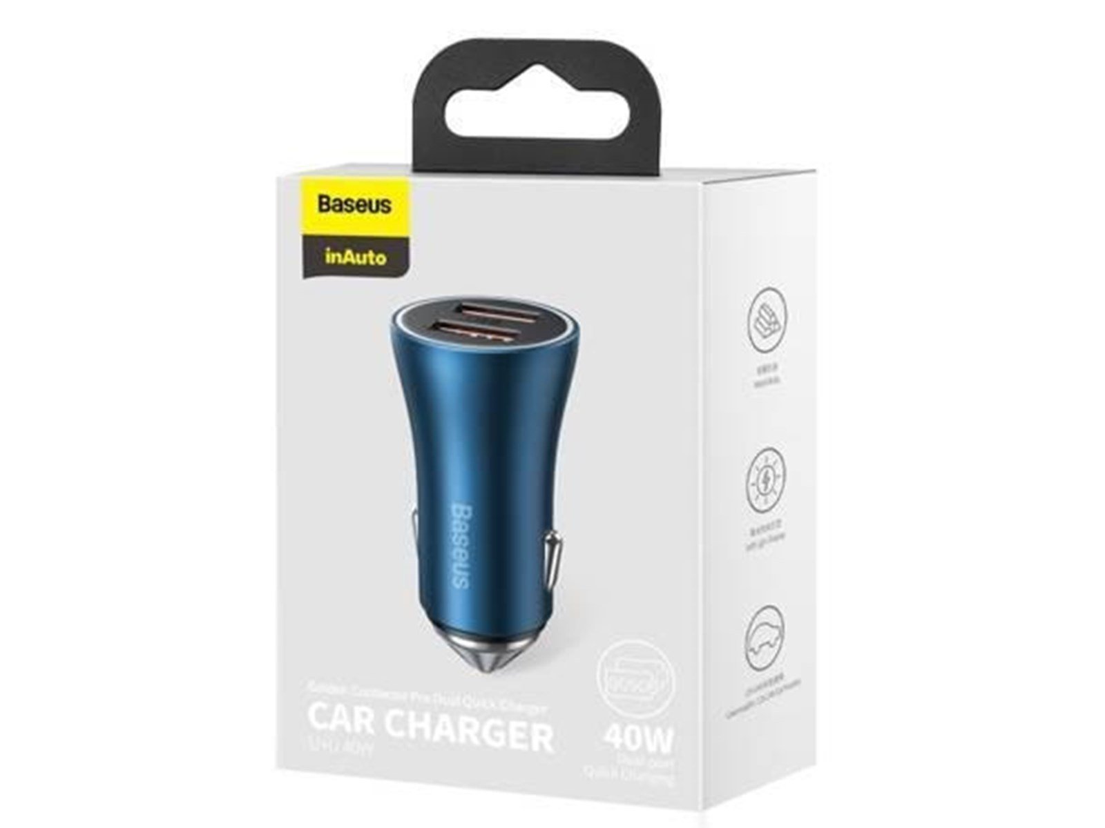 Baseus Golden Contactor Pro car charger 2x USB 40W (blue)