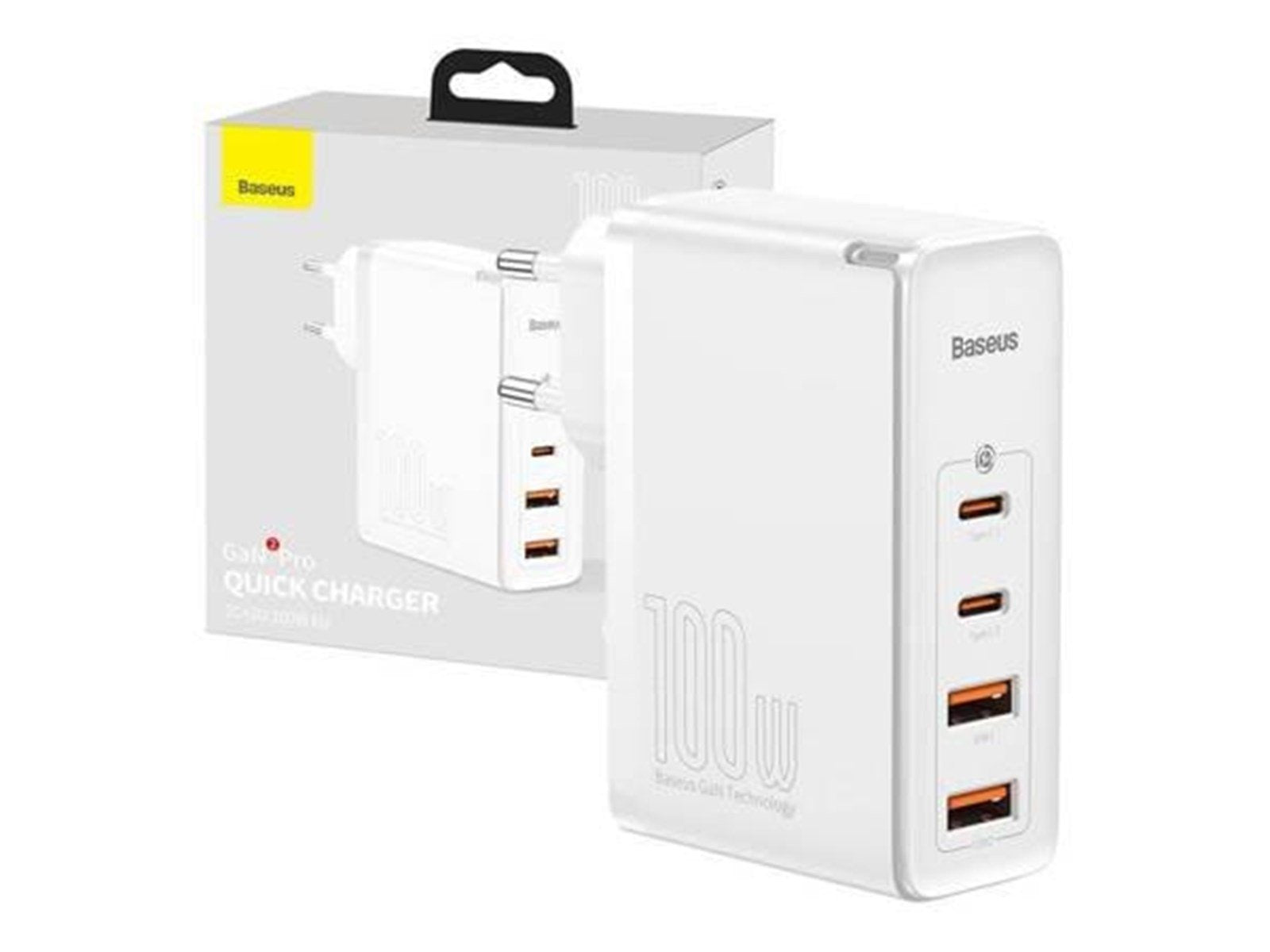 Baseus Travel Charger  GaN2 Pro Quick 2x USB + 2x USB-C 100W EU (white)