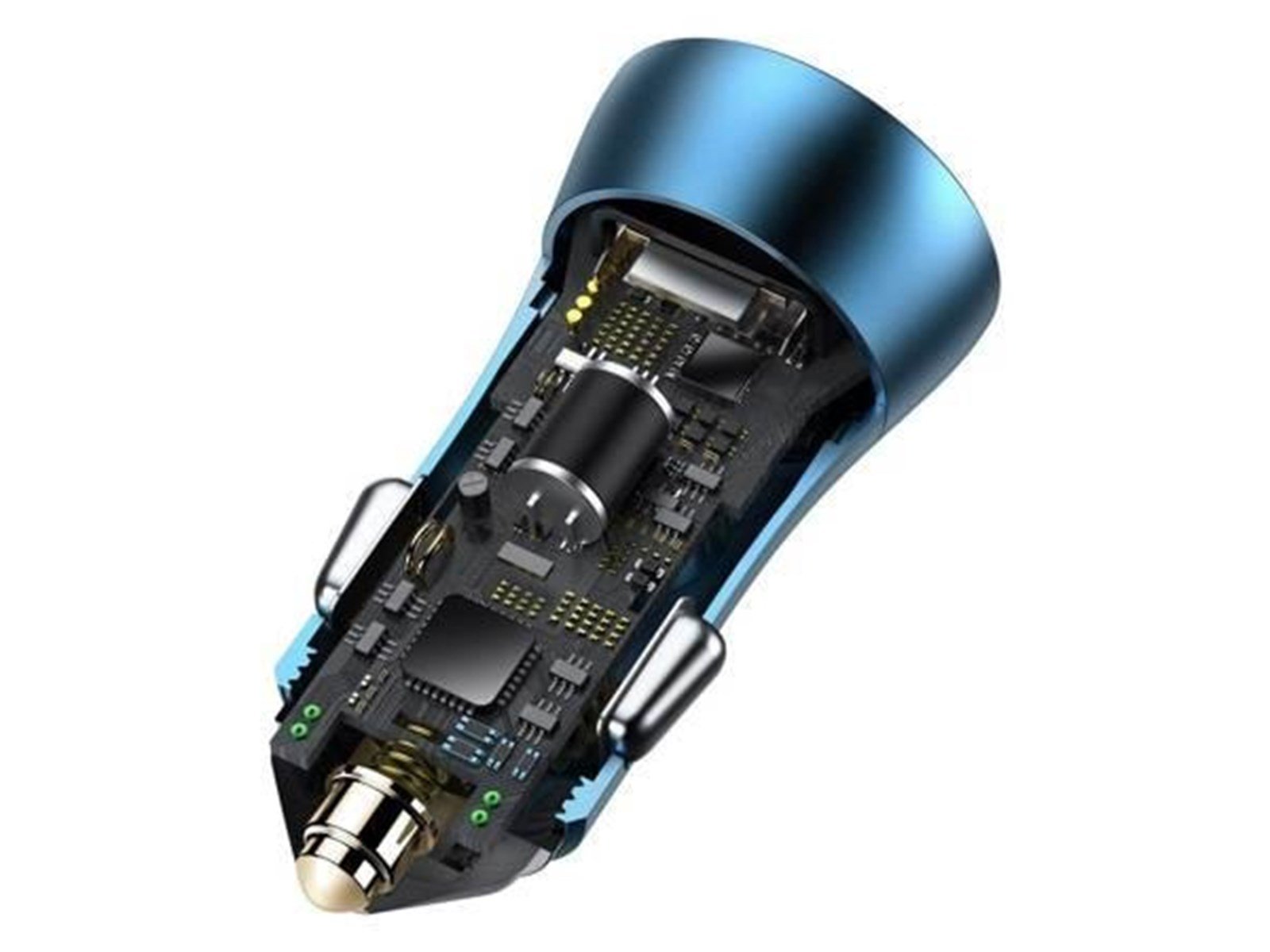 Baseus Golden Contactor Pro car charger USB + USB-C QC4.0+ PD SCP 40W (blue) + USB-C - Lightning cable 1m (blue)