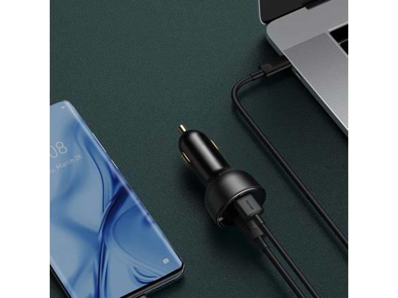 Baseus Car charger  Superme USB USB-C 100W + USB-C cable (black)