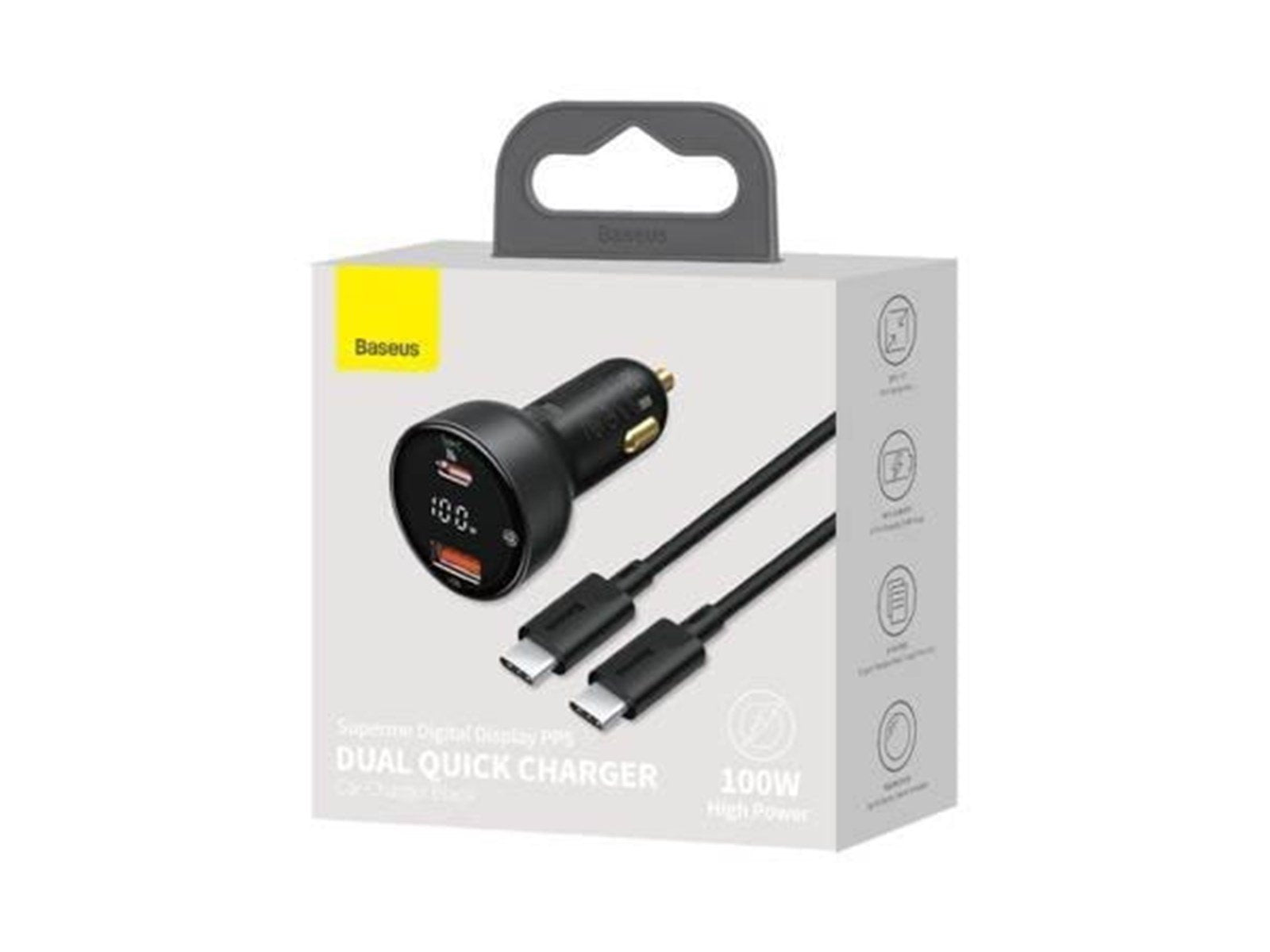 Baseus Car charger  Superme USB USB-C 100W + USB-C cable (black)