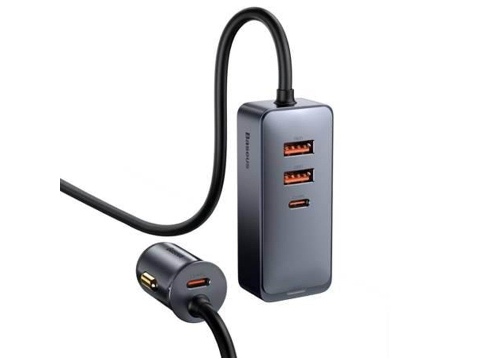 Baseus Car charger  Share Together with extension cord 2x USB 2x USB-C 120W (grey)