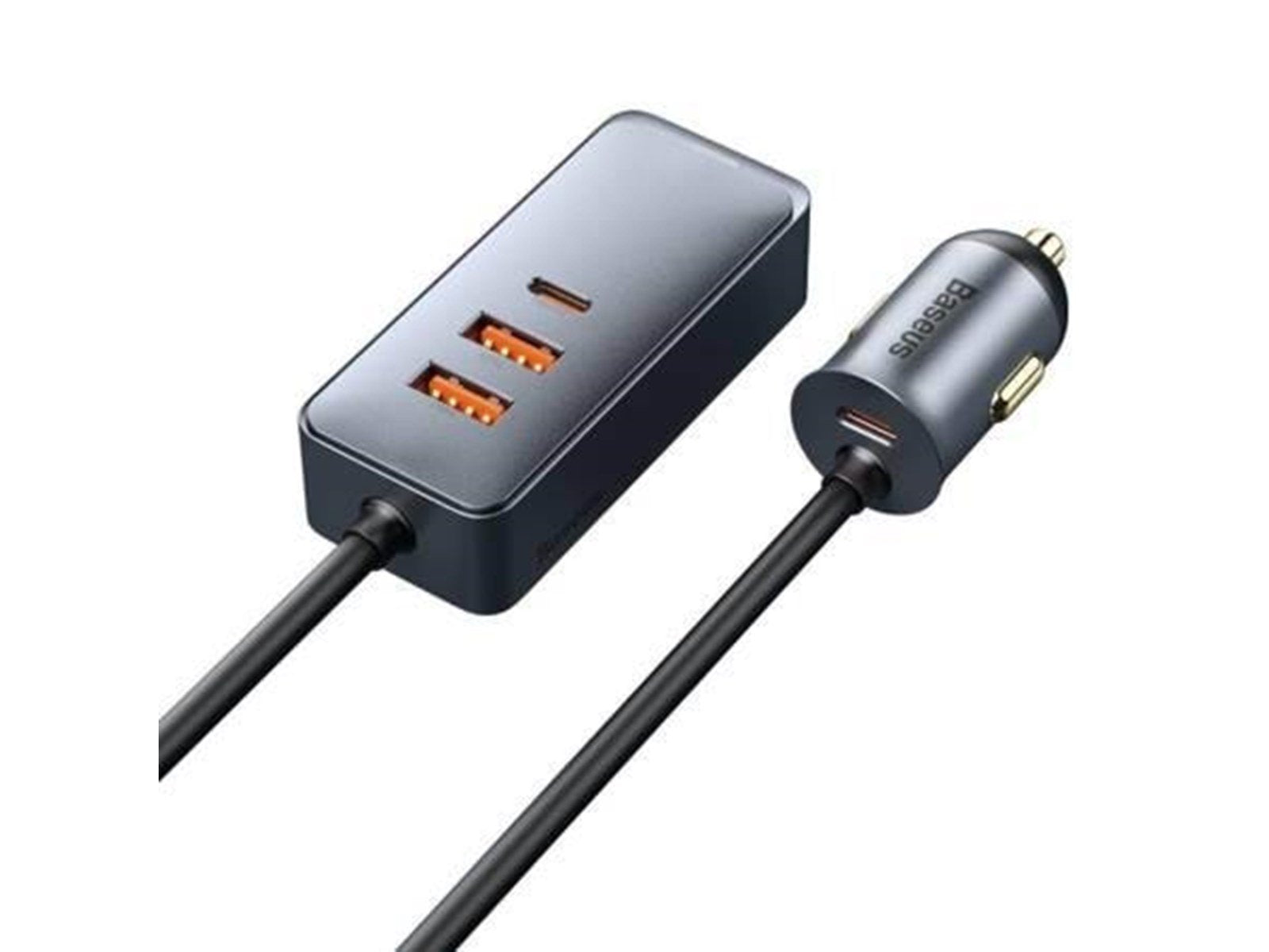 Baseus Car charger  Share Together with extension cord 2x USB 2x USB-C 120W (grey)
