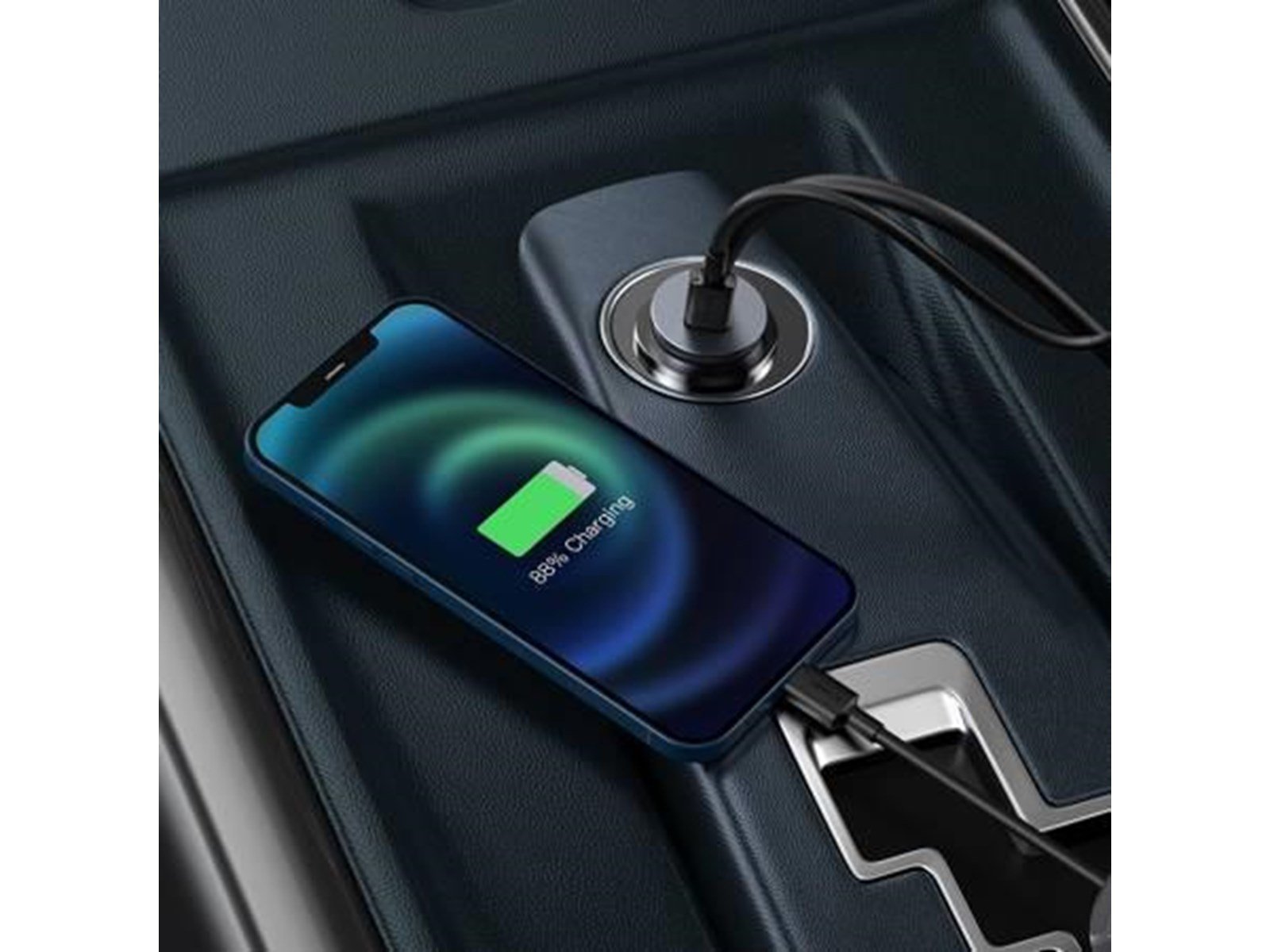 Baseus Car charger  Share Together with extension cord 2x USB 2x USB-C 120W (grey)