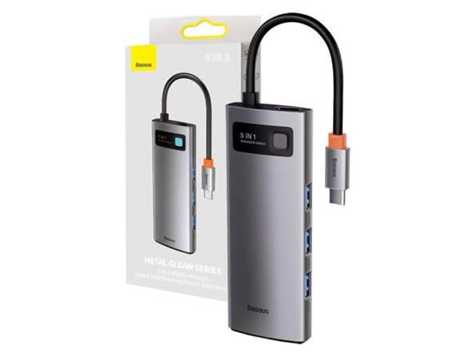 Baseus Adapter 5in1 Hub USB-C to 3x USB 3.0 + HDMI + USB-C PD USB-Hubs - USB 3.0 - 5 - Grau